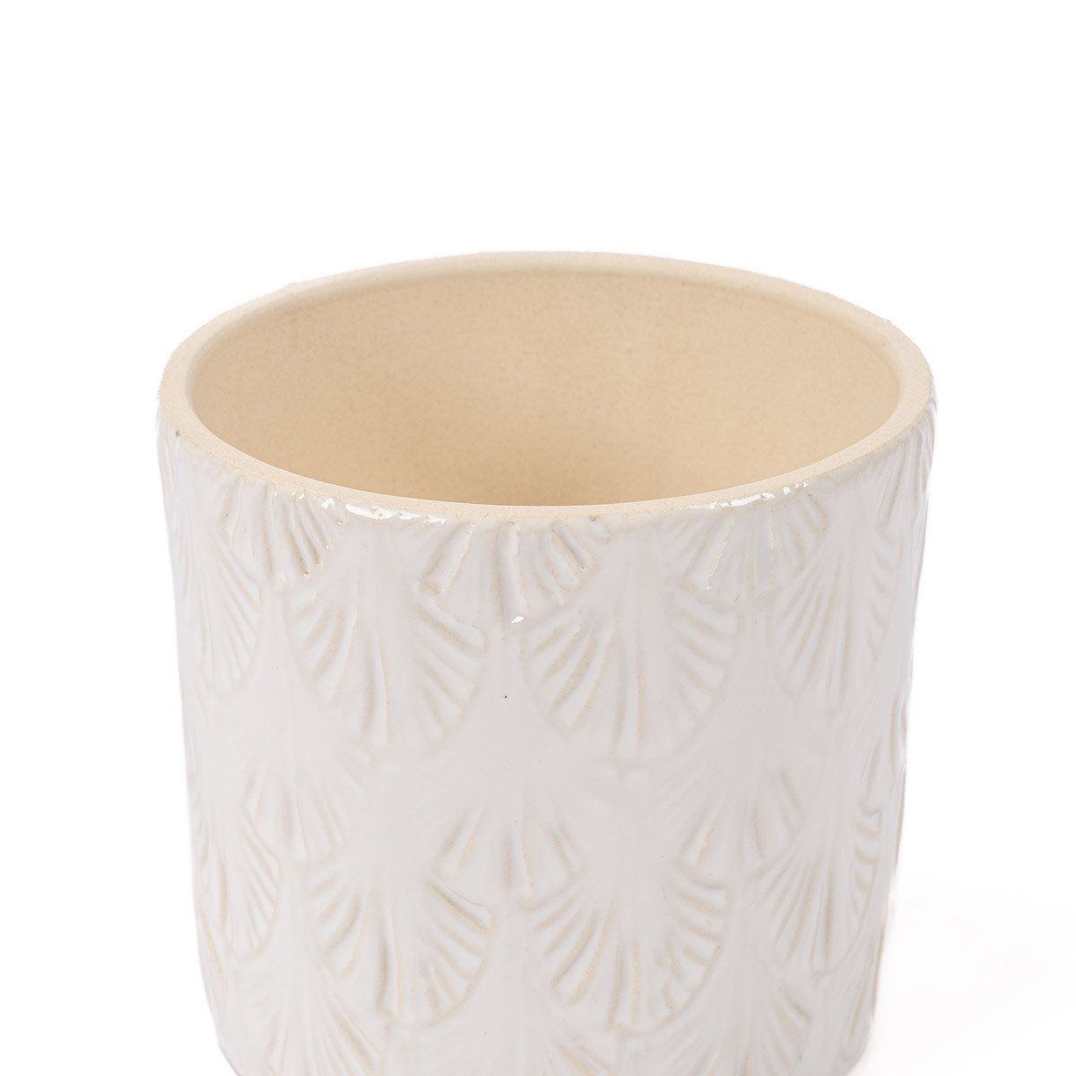 Vaso branco de cer&acirc;mica decora&ccedil;&atilde;o folhas 10cm