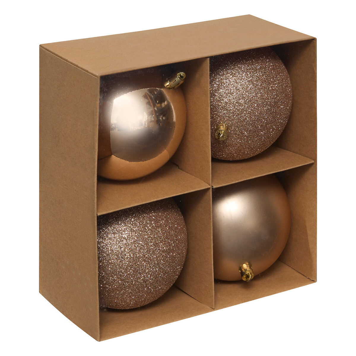 Conjunto 4 bolas de natal champanhe 10cm