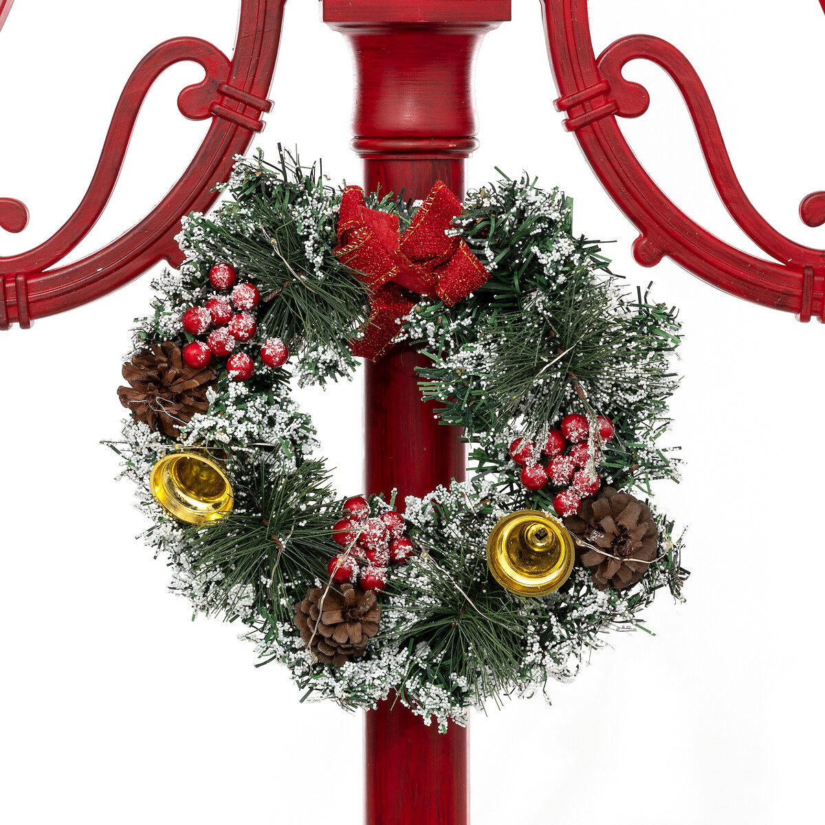 Poste decorativo vermelho com 3 lanternas 216cm