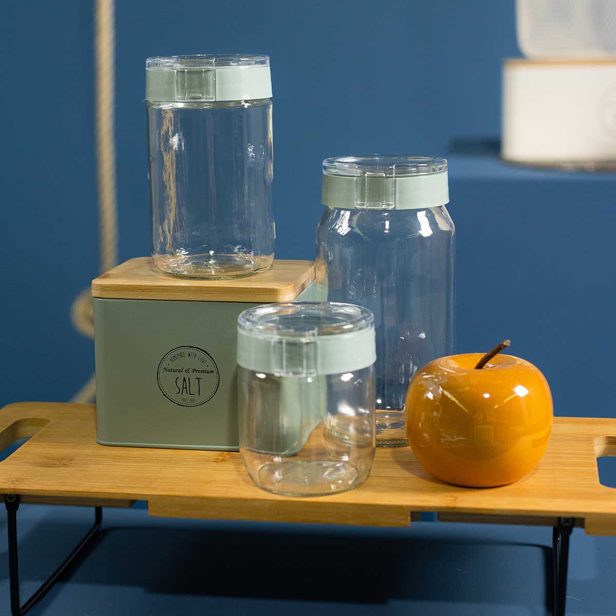 Conjunto de 3 frascos em vidro