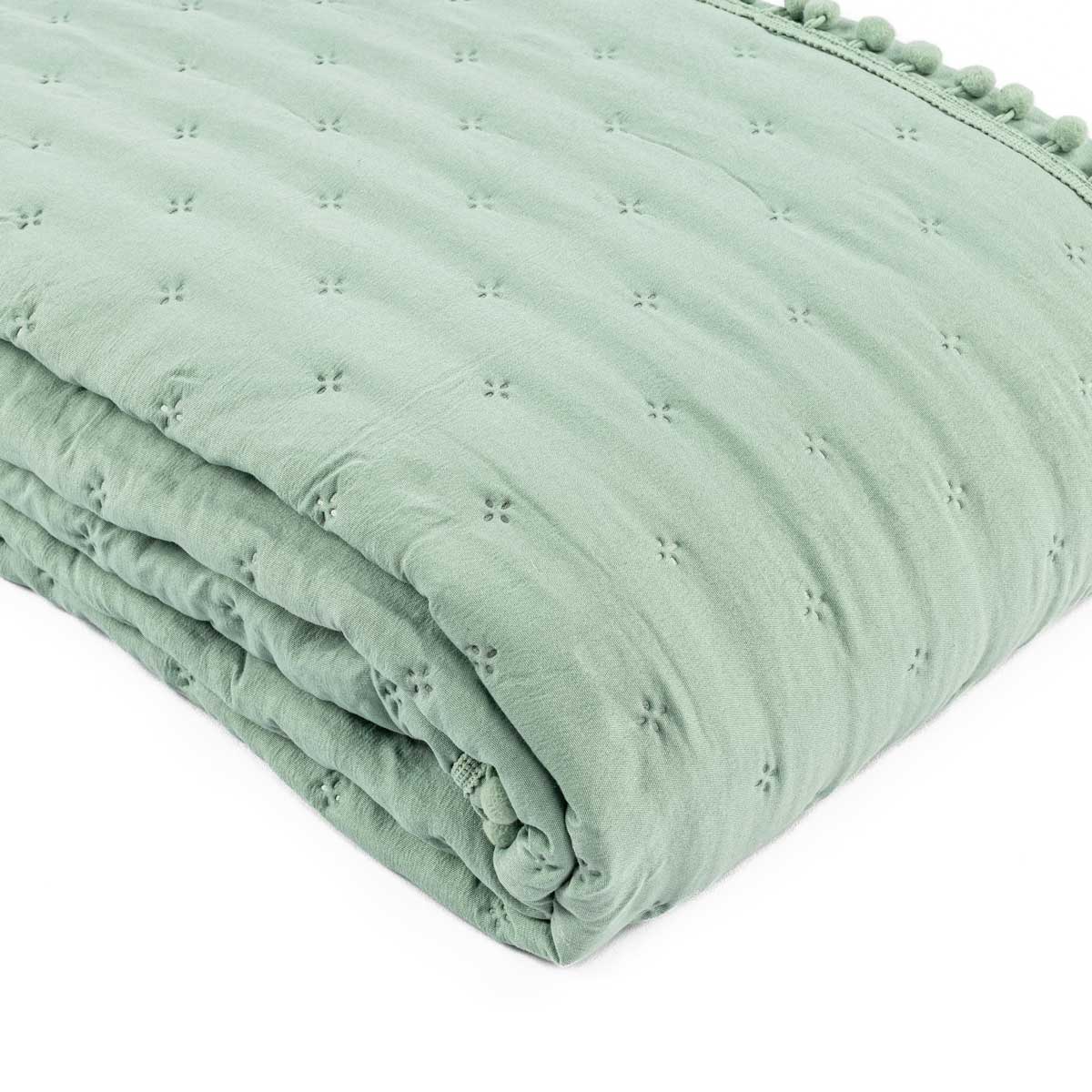 Edred&atilde;o BEAR  revers&iacute;vel verde &aacute;gua e cinza 140x220cm