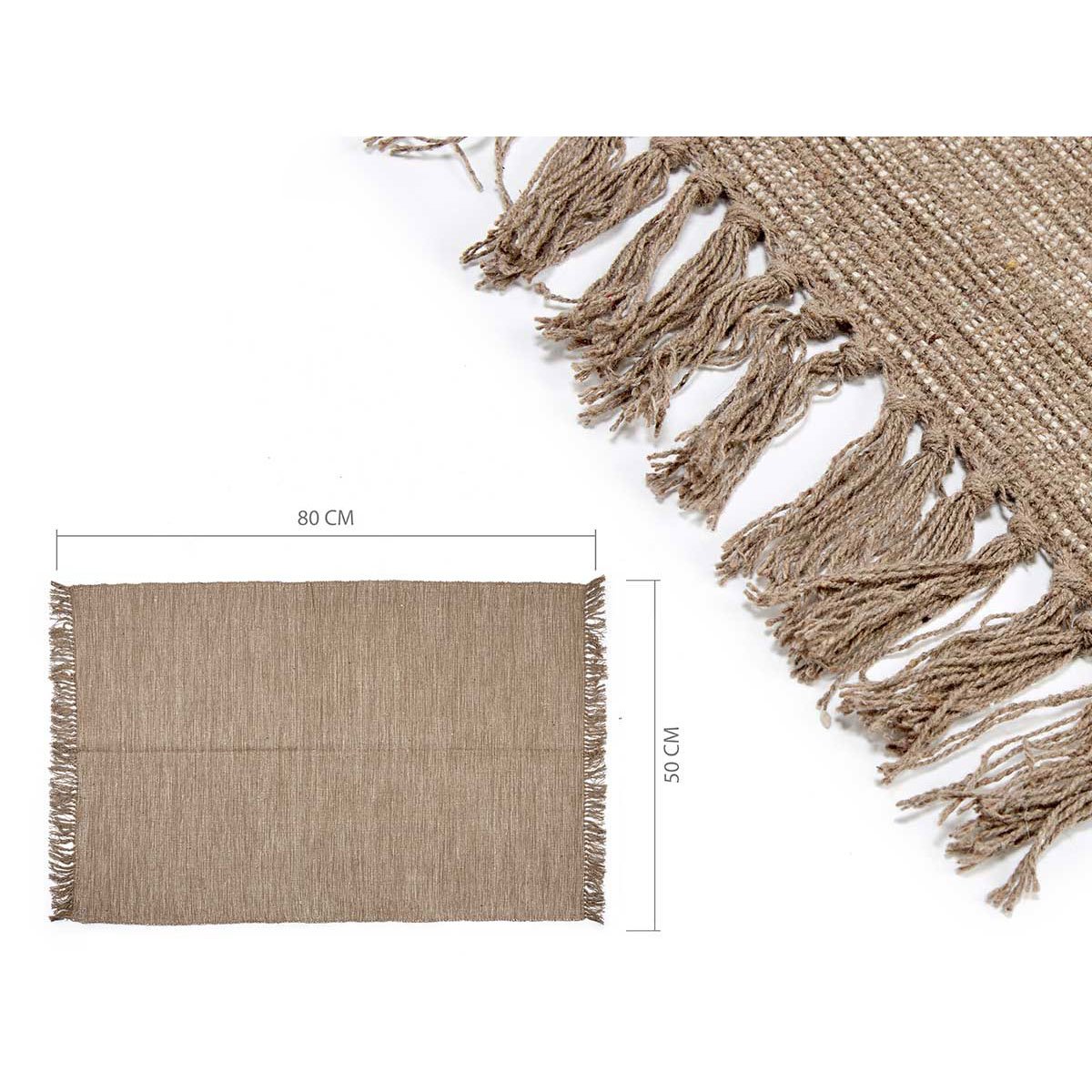 Tapete castanho em algod&atilde;o 50x80cm