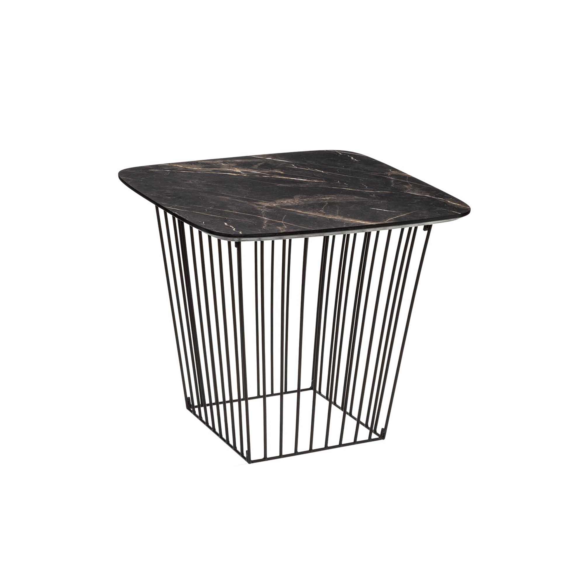 Mesa De Apoio Preta Em Metal 48X55X55cm