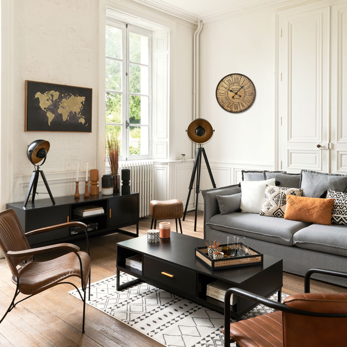 Poltrona HOPER castanho de couro