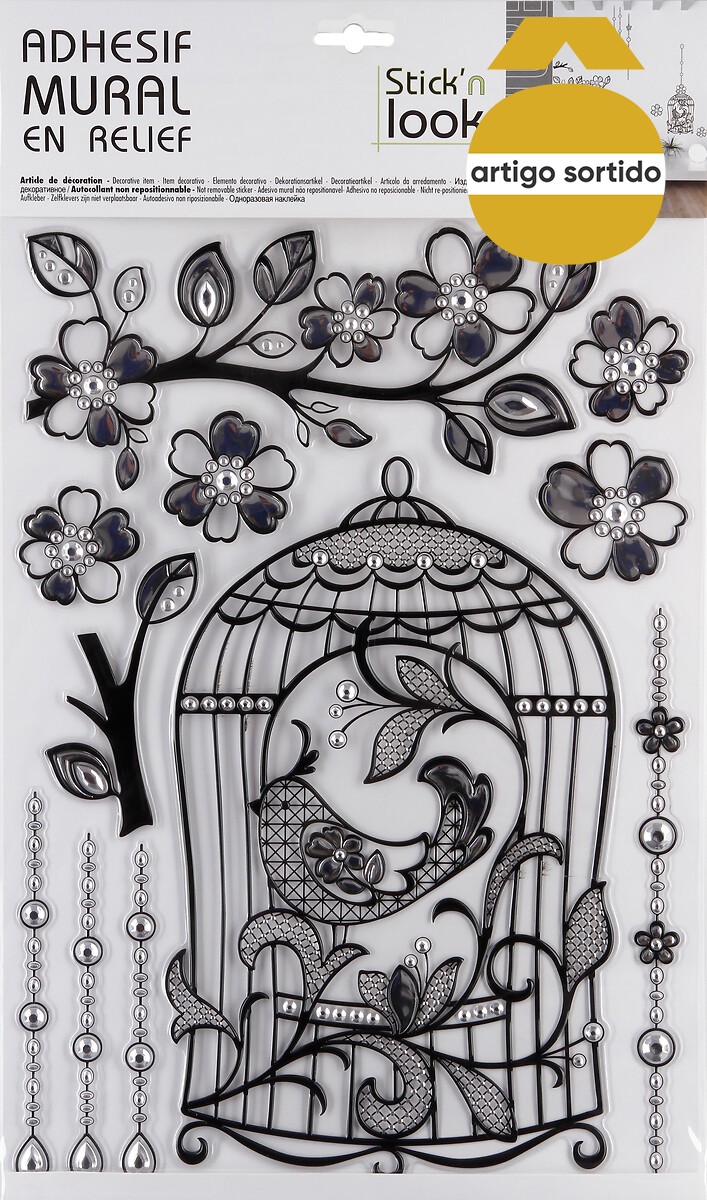 Sticker com relevo prateado 40x29cm,  Sticker com relevo prateado 40x29cm