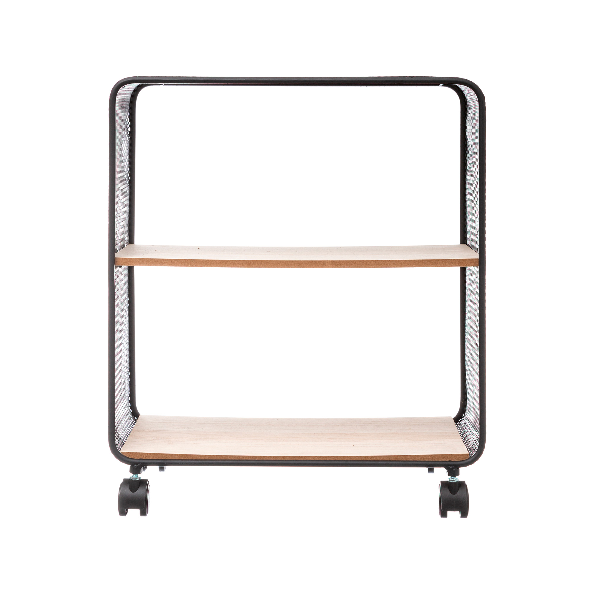 Estante com 2 prateleiras em madeira e metal