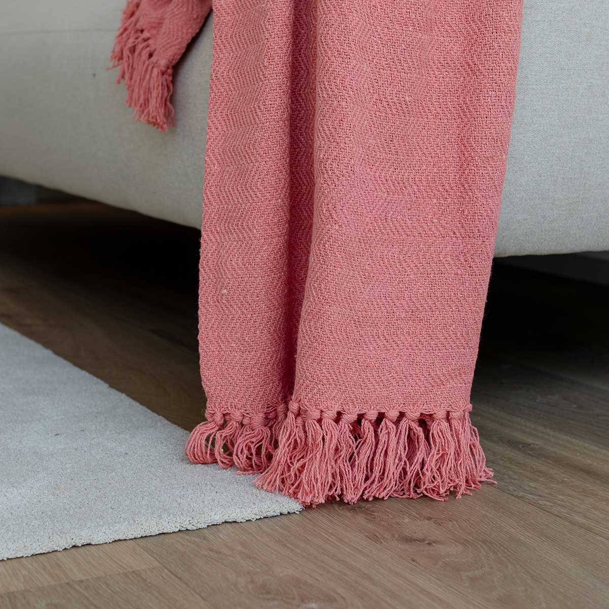 Manta CAPRI rosa com franja 120x150cm