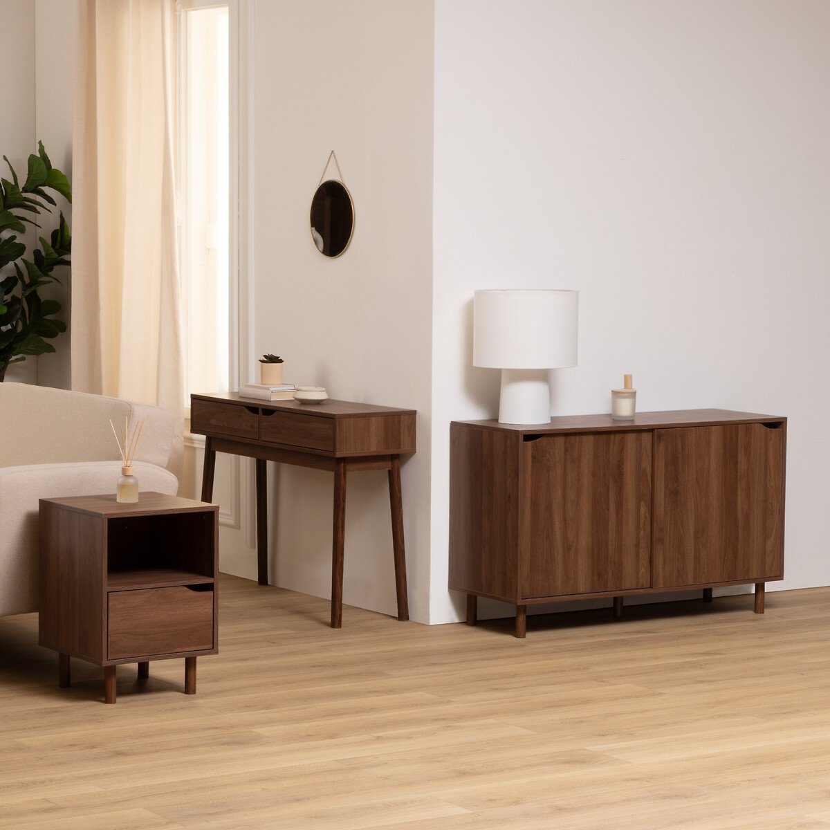 Aparador SLIDY castanho em mdf com 2 portas