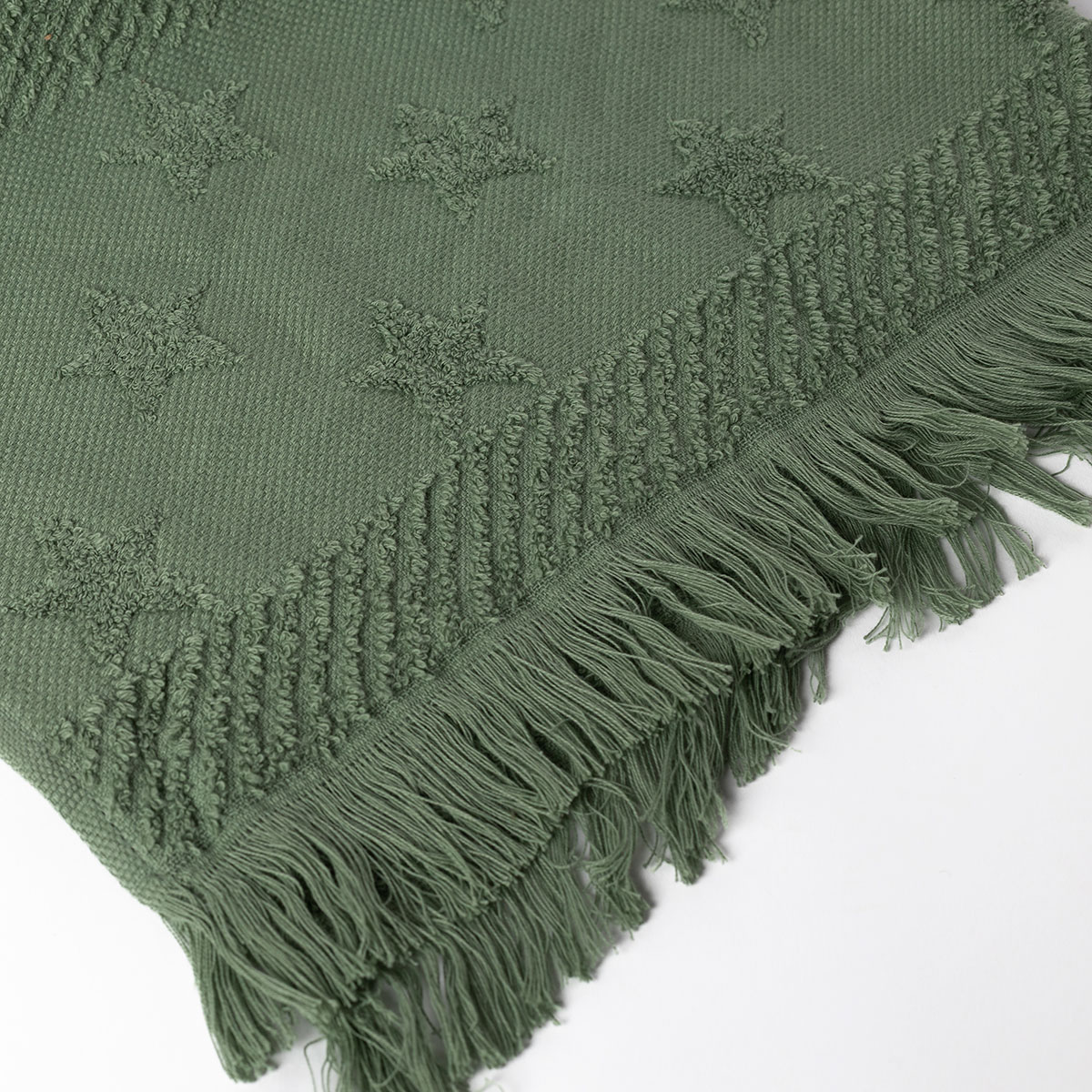 Toalha len&ccedil;ol de banho verde com estrelas 70x140cm