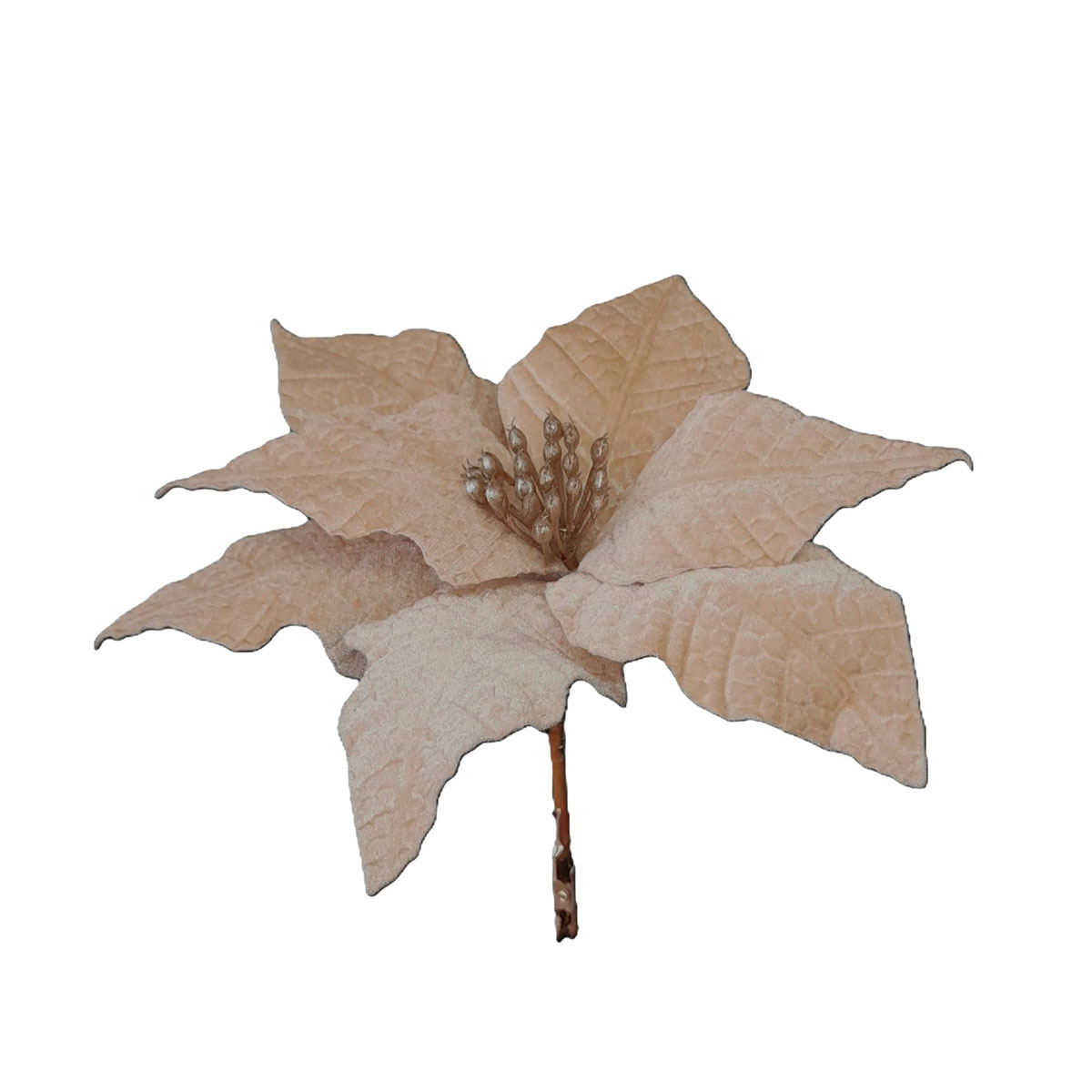 Flor poinsétia com mola branca de veludo 30cm