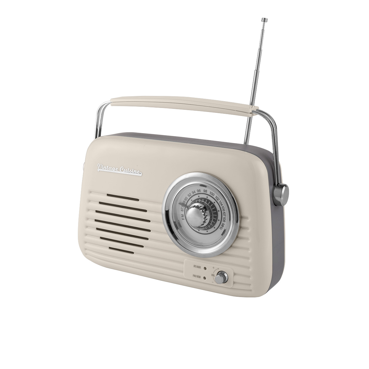 R&aacute;dio VINTAGE CUISINE bege com bluetooth