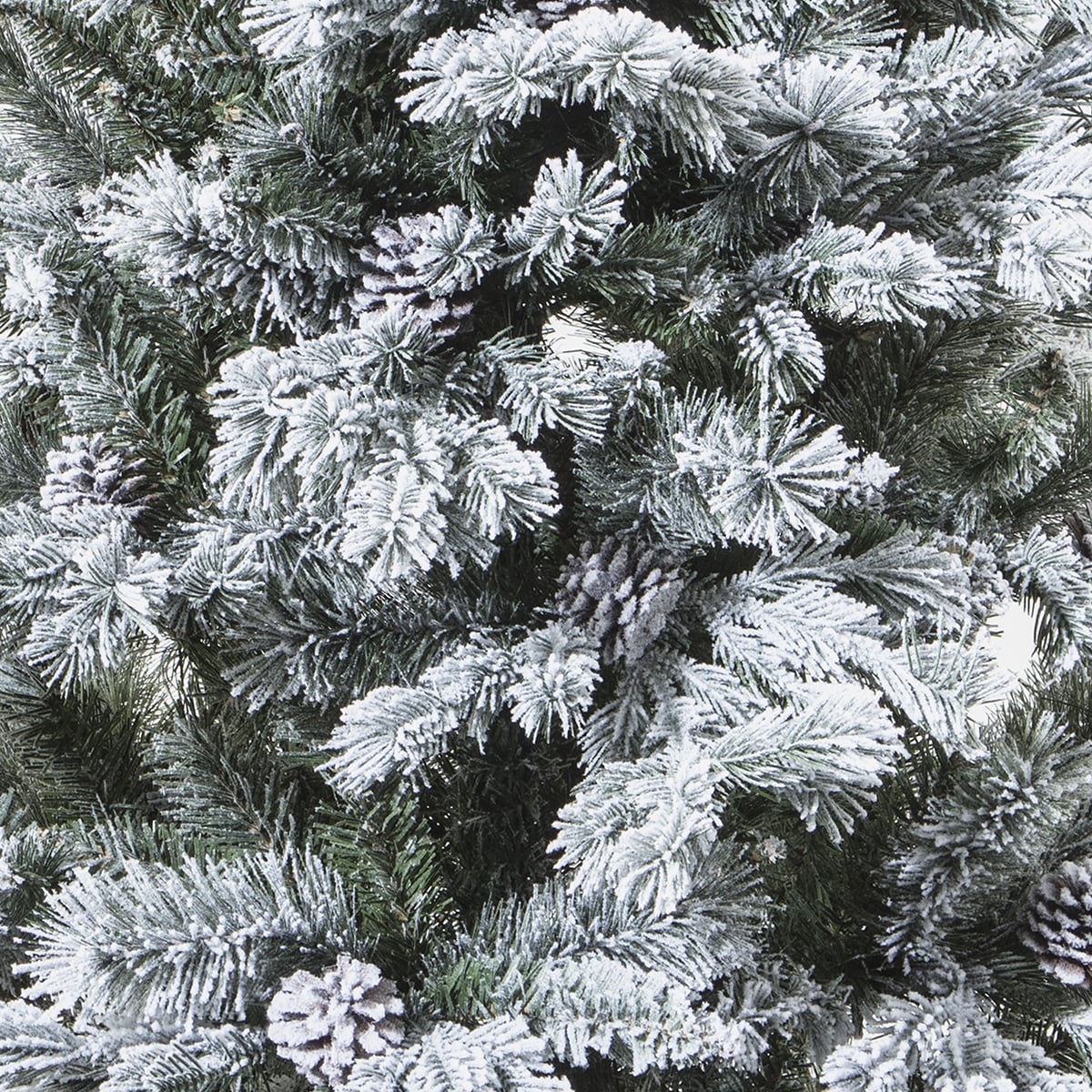 &Aacute;rvore de natal YUKON verde efeito neve com pinhas 150cm