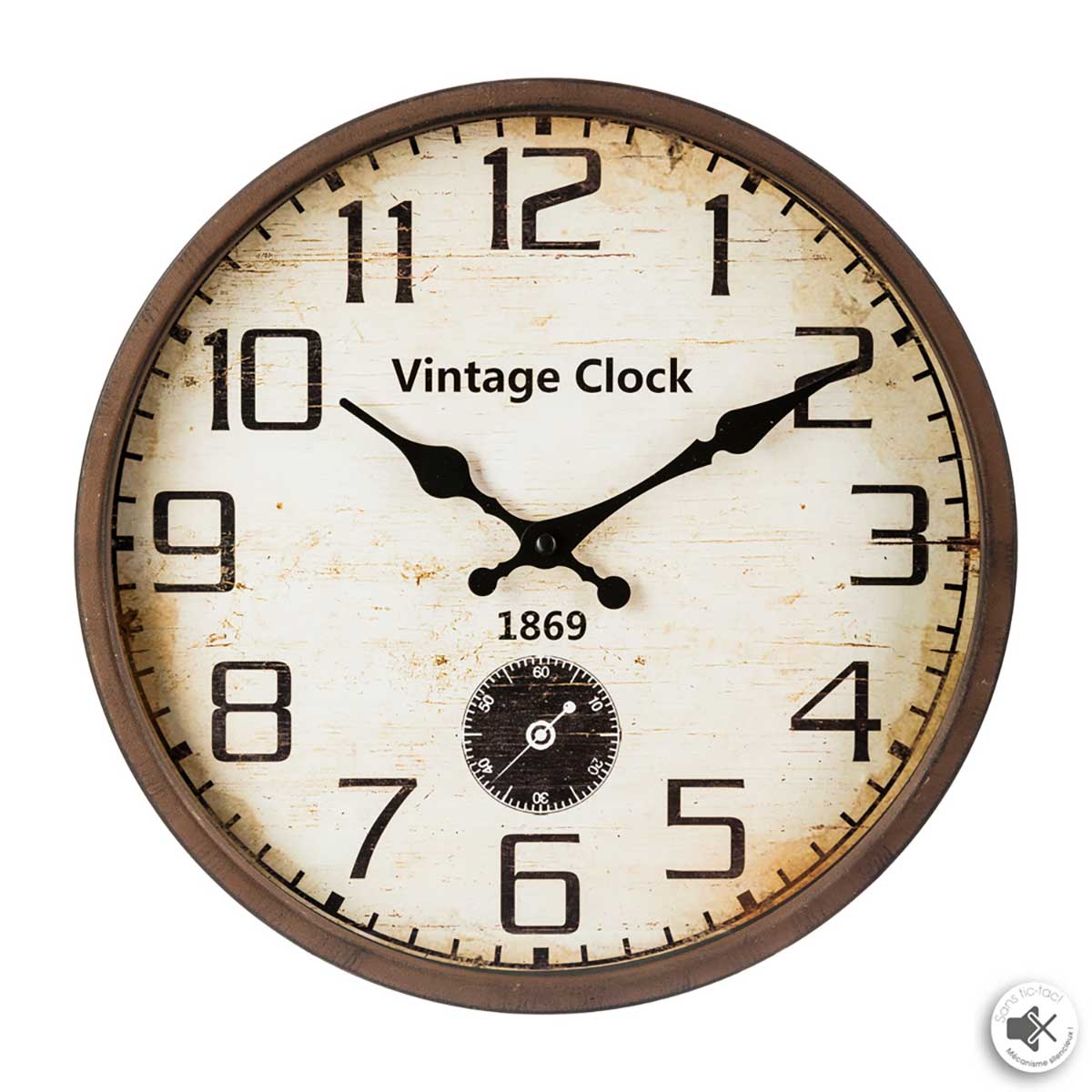 Relógio de parede VINTAGE castanho  em metal