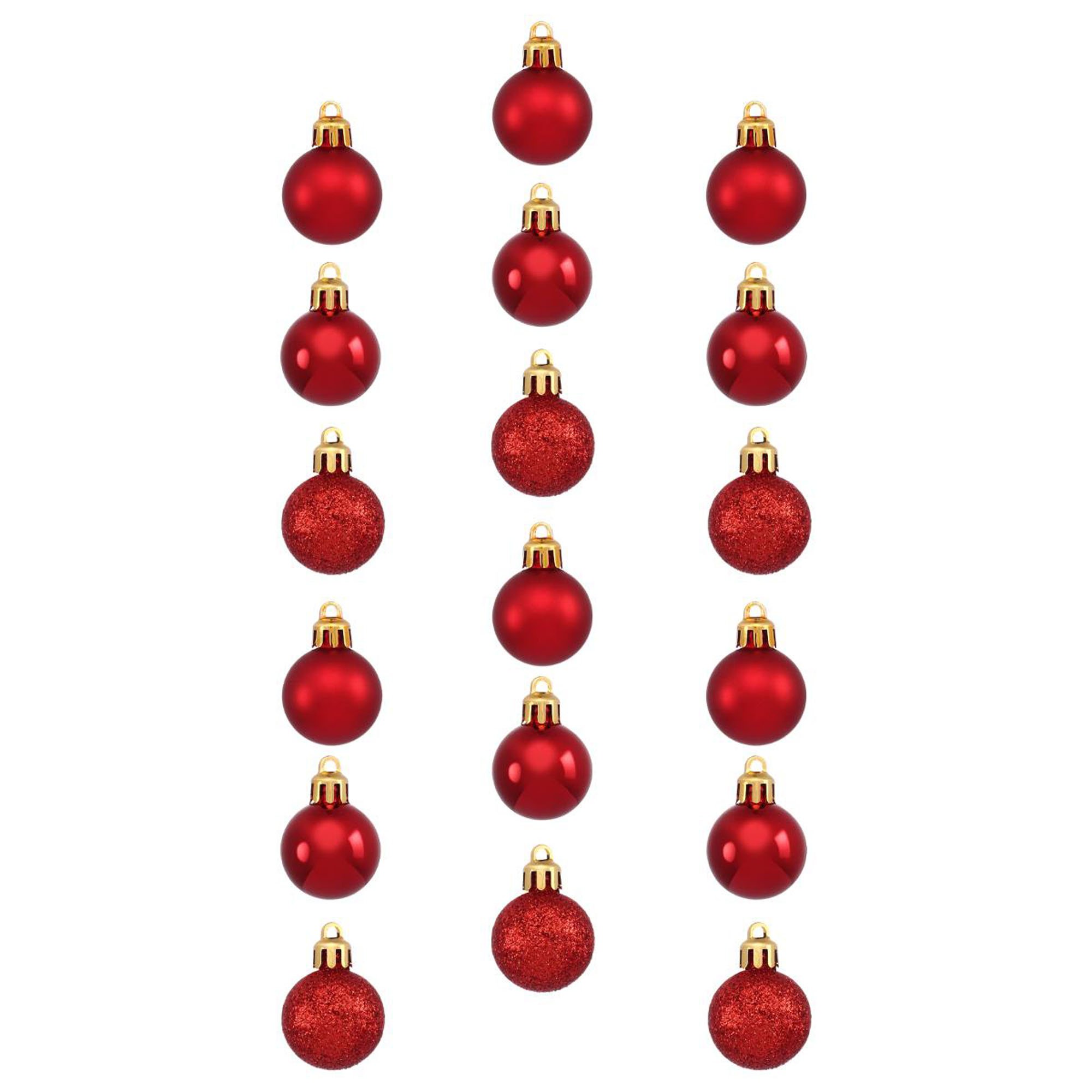 Conjunto de 18 bolas de natal vermelhas decoradas
