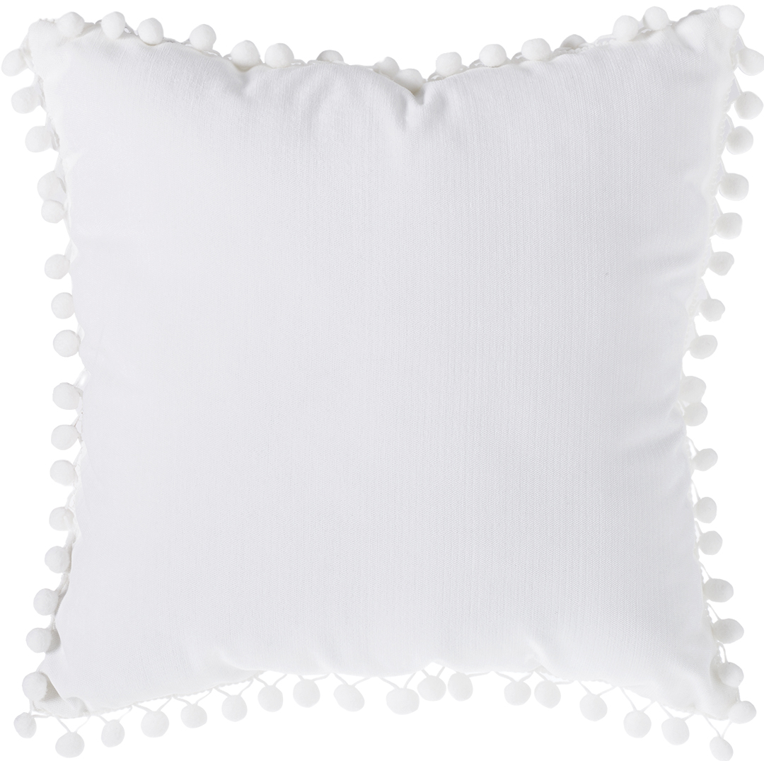Almofada branca com pompons 40x40cm