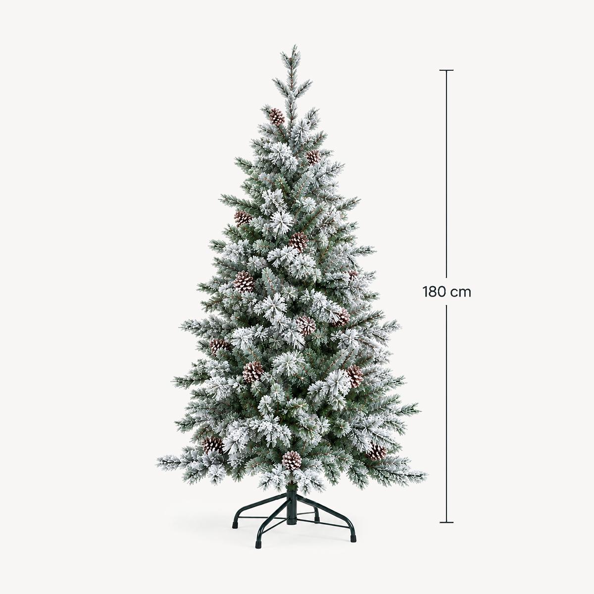 &Aacute;rvore de natal YUKON verde efeito neve com pinhas 180cm