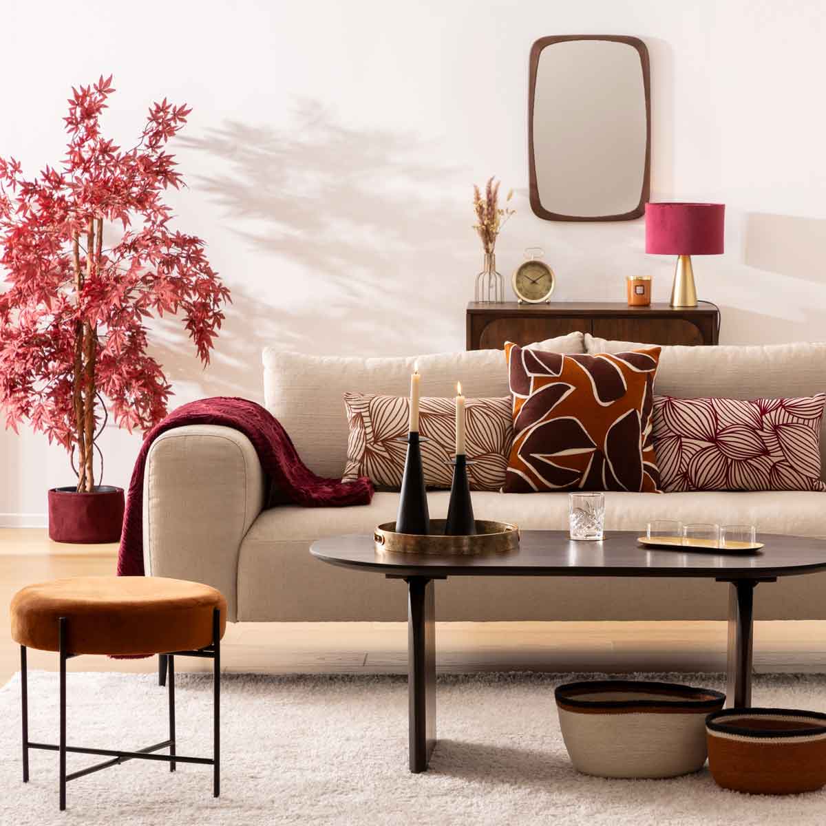 Panta de carvalho artificial vermelho james 150cm