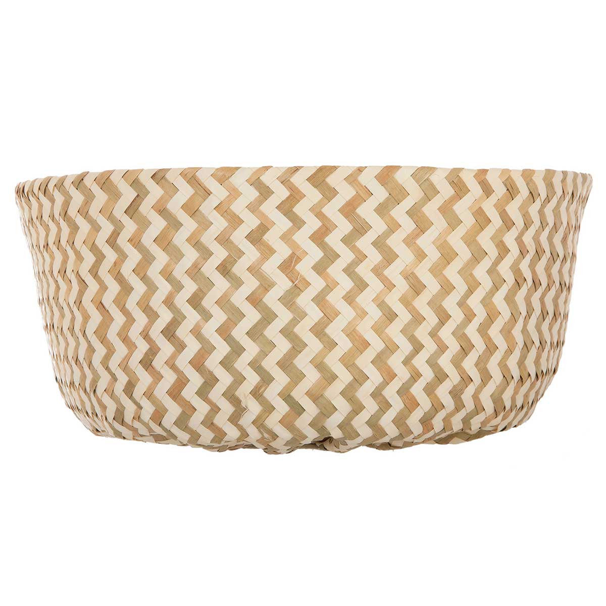 Cesto seagrass branco e natural com pegas 37cm