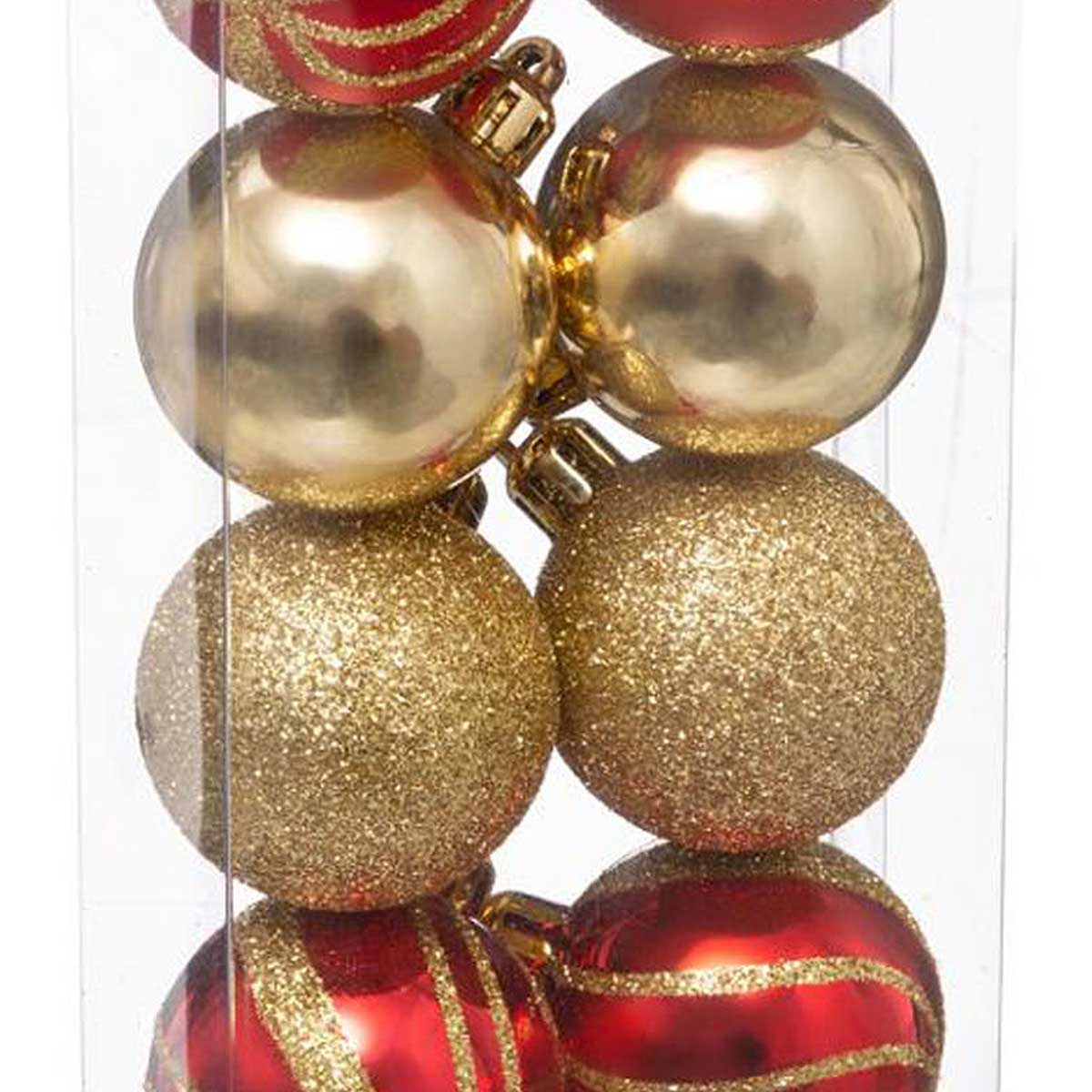 Conjunto de 12 bolas vermelhas e douradas