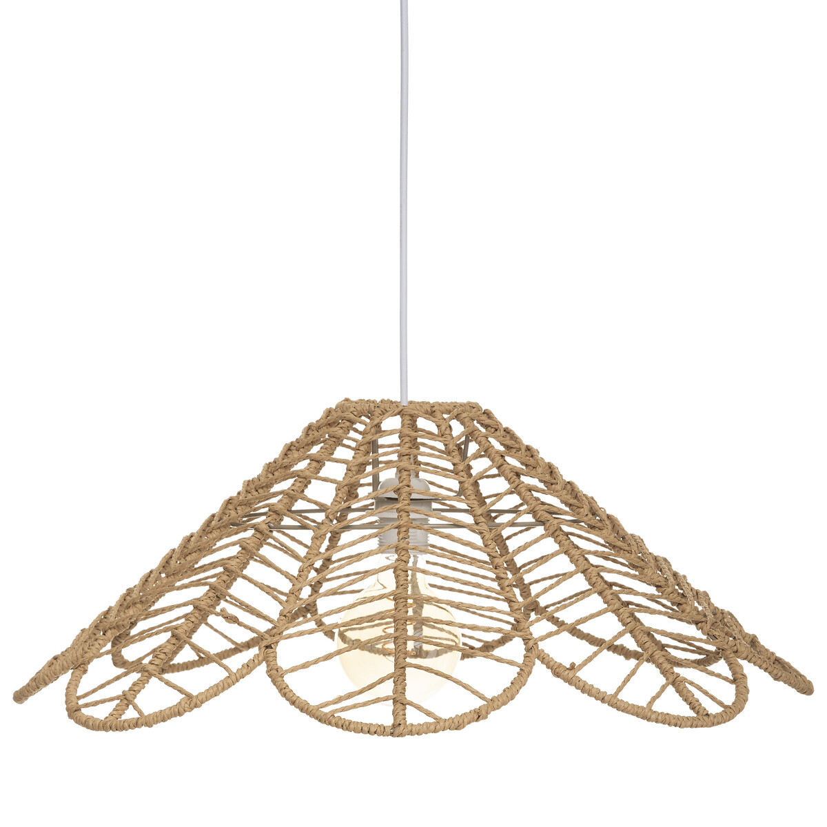 Candeeiro de teto FOLK bege em corda 58cm