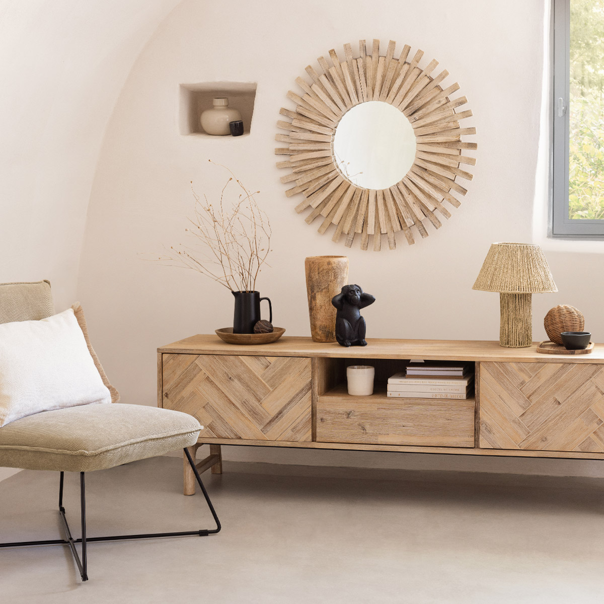 Candeeiro de mesa ADRIA bege em corda