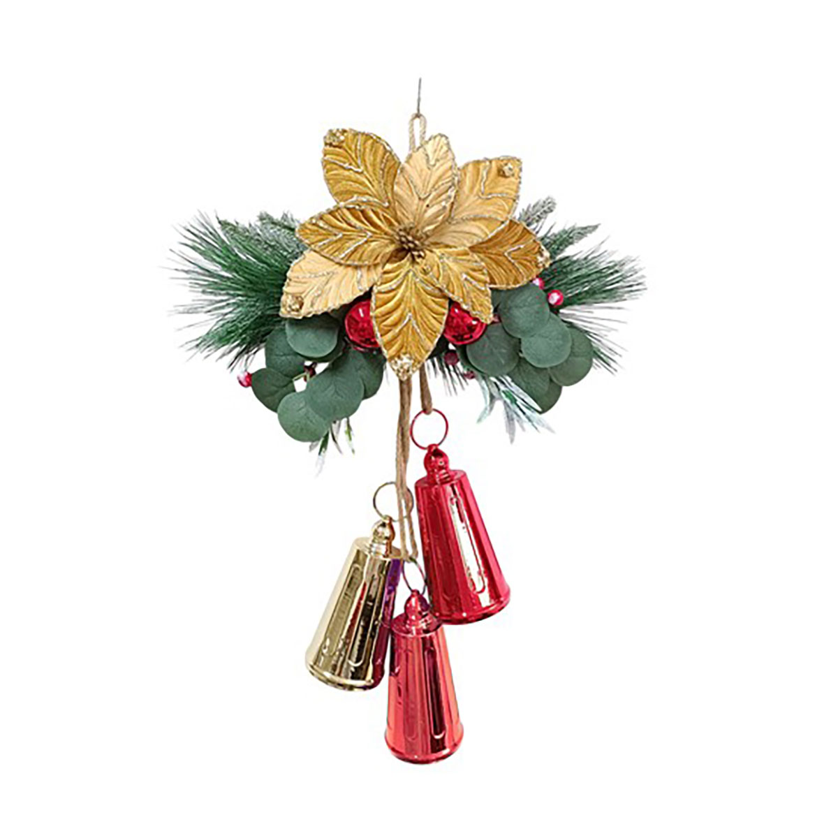 Pendurante De Flor Com Guizos Dourada Em Veludo 50cm