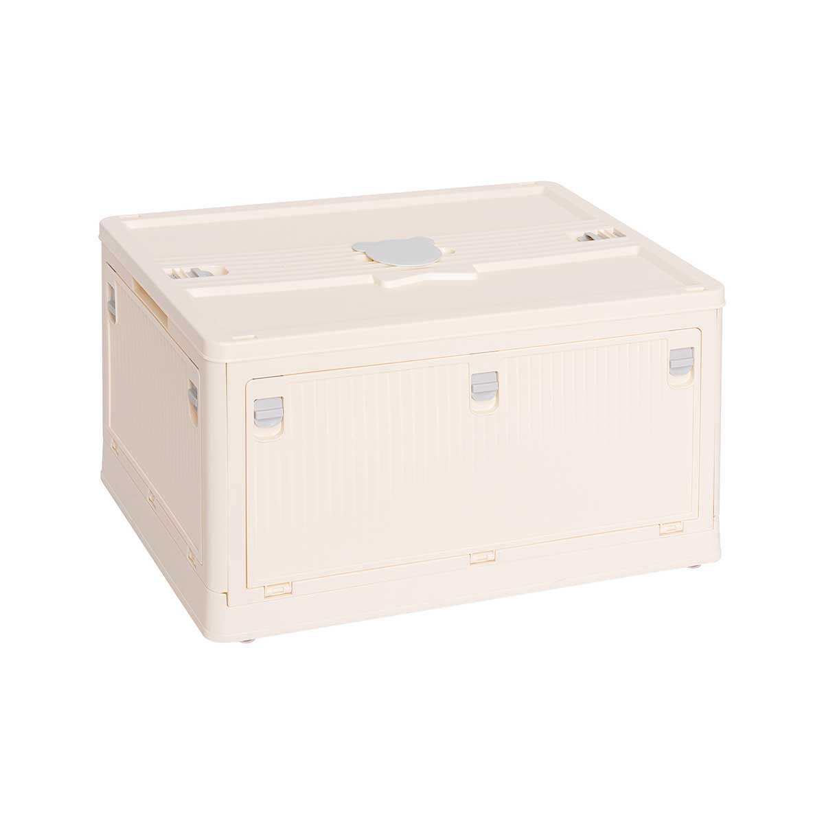 Caixa de arruma&ccedil;&atilde;o dobr&aacute;vel creme com tampa 27,5x47,5cm