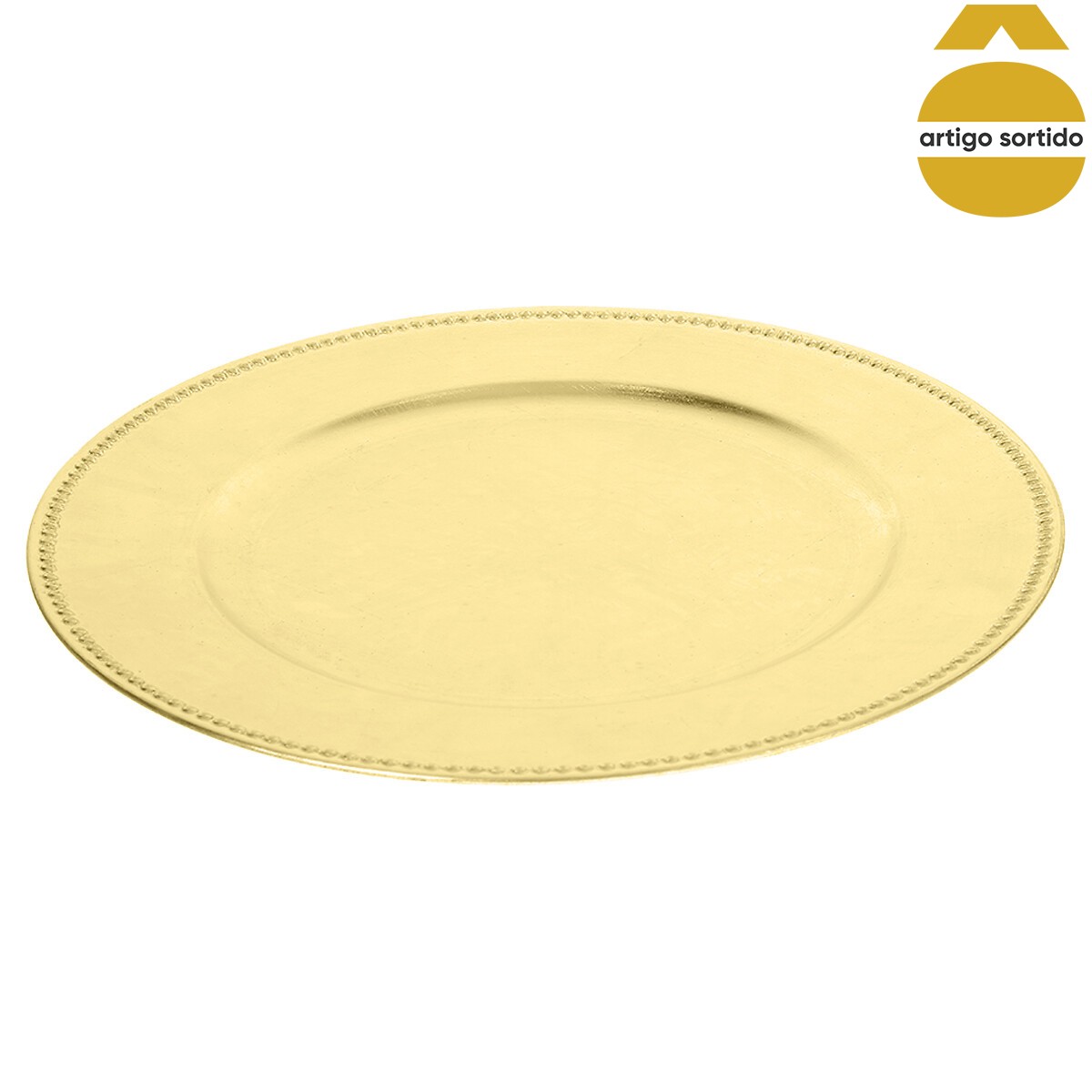 Prato marcador dourado 33cm,  Prato marcador dourado 33cm