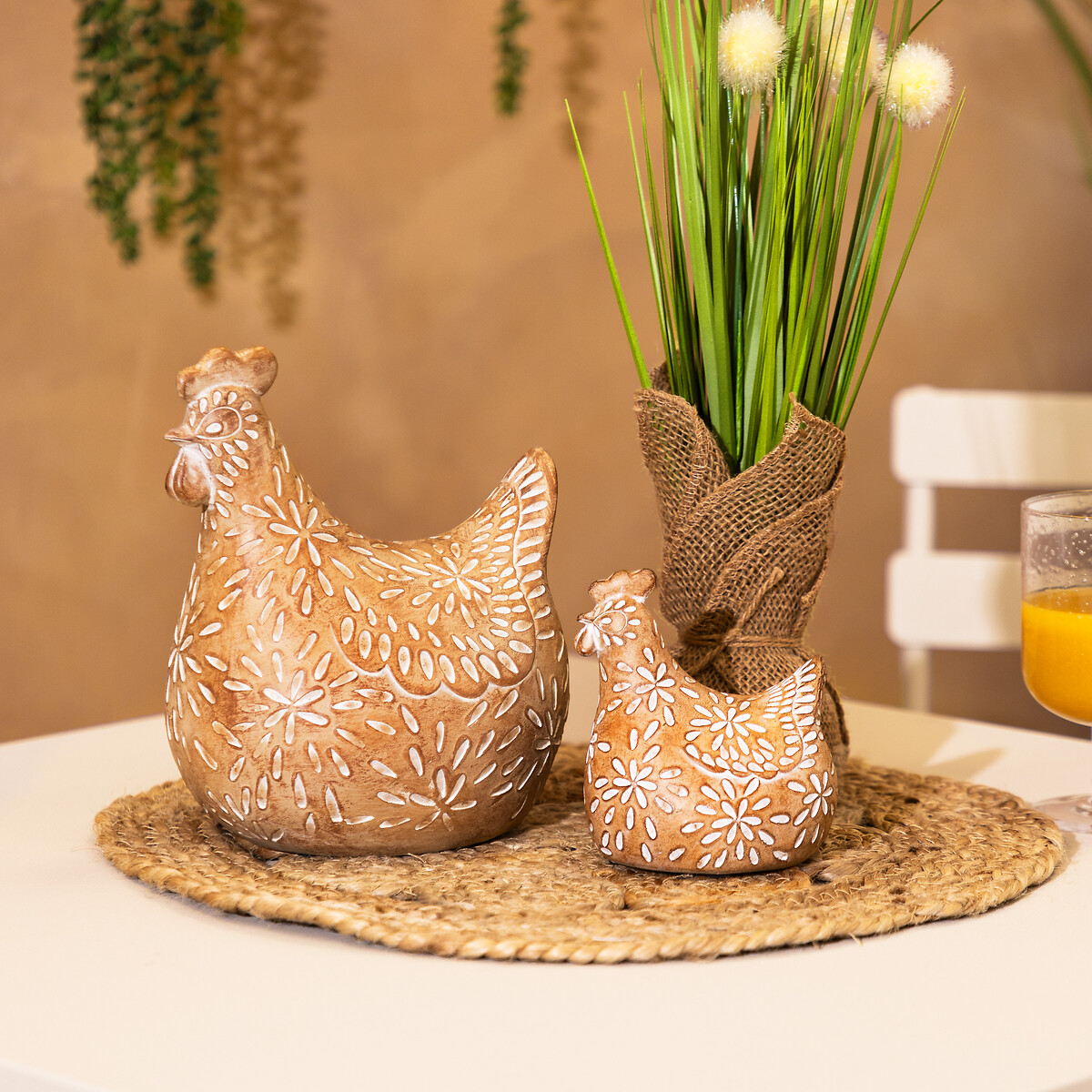 Galinha decorativo LINDO bege 10,5cm,  Galinha decorativo LINDO bege 10,5cm