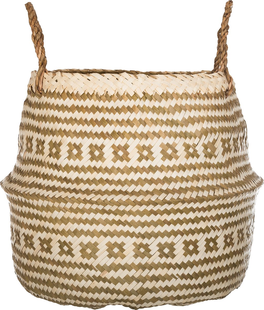 Cesto decorativo branco e bege 30x35cm