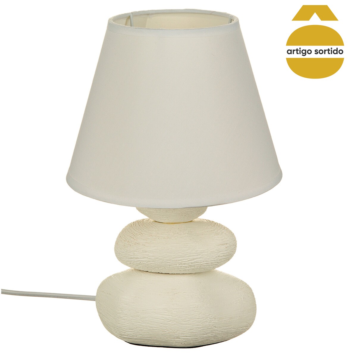 Candeeiro de mesa com 3 pedras em cer&acirc;mica