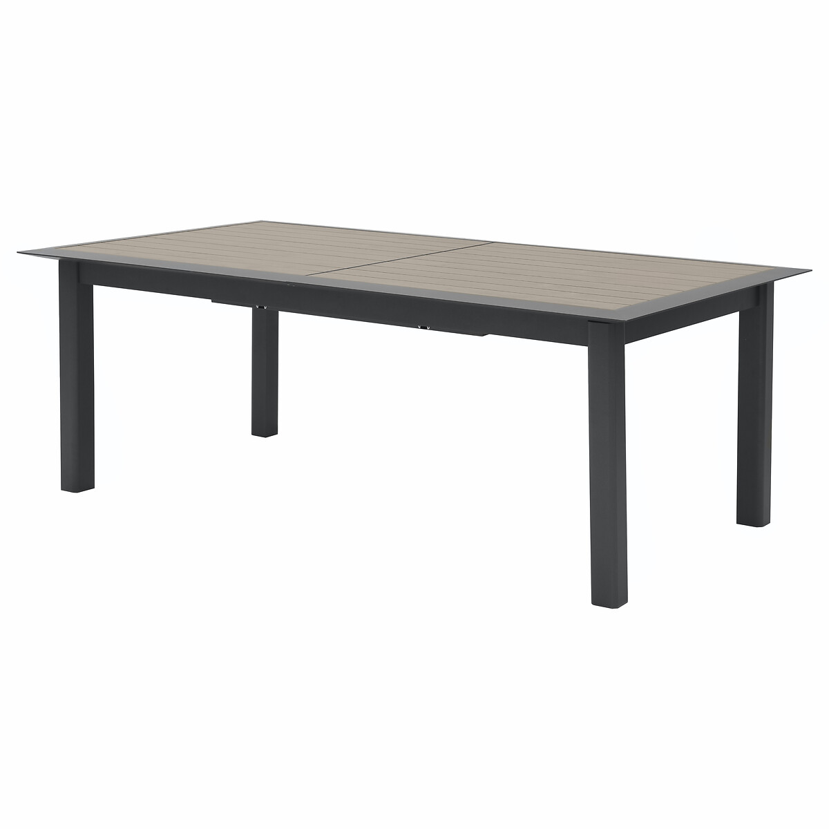Mesa ALLURE extens&iacute;vel graphite em alum&iacute;nio efeito madeira