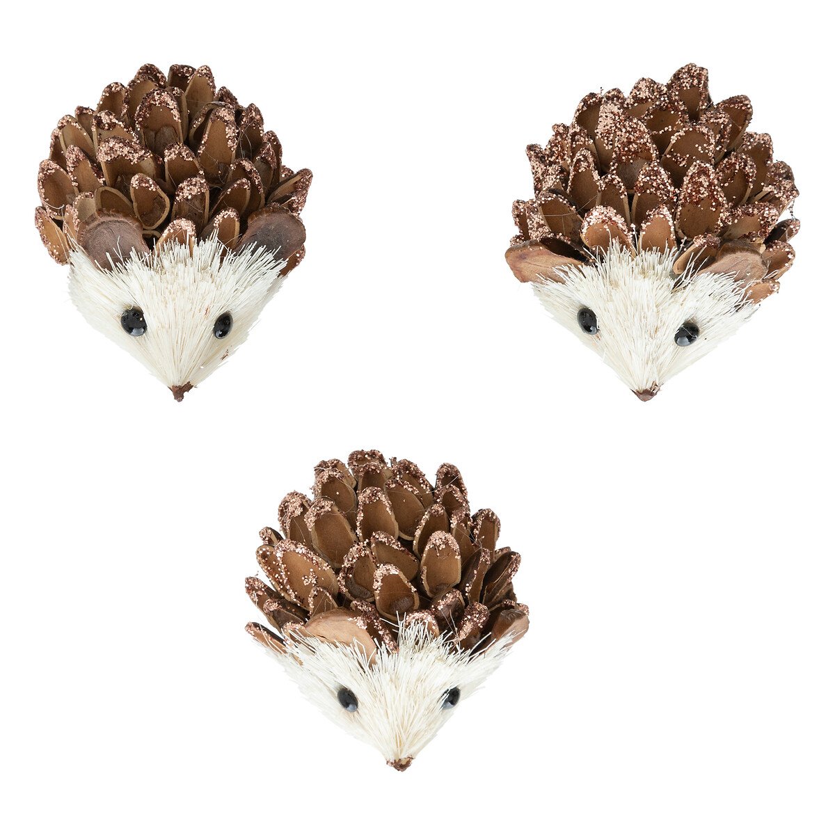 Conjunto de 3 ouriços com mola castanhos 7cm,  Conjunto de 3 ouriços com mola castanhos 7cm