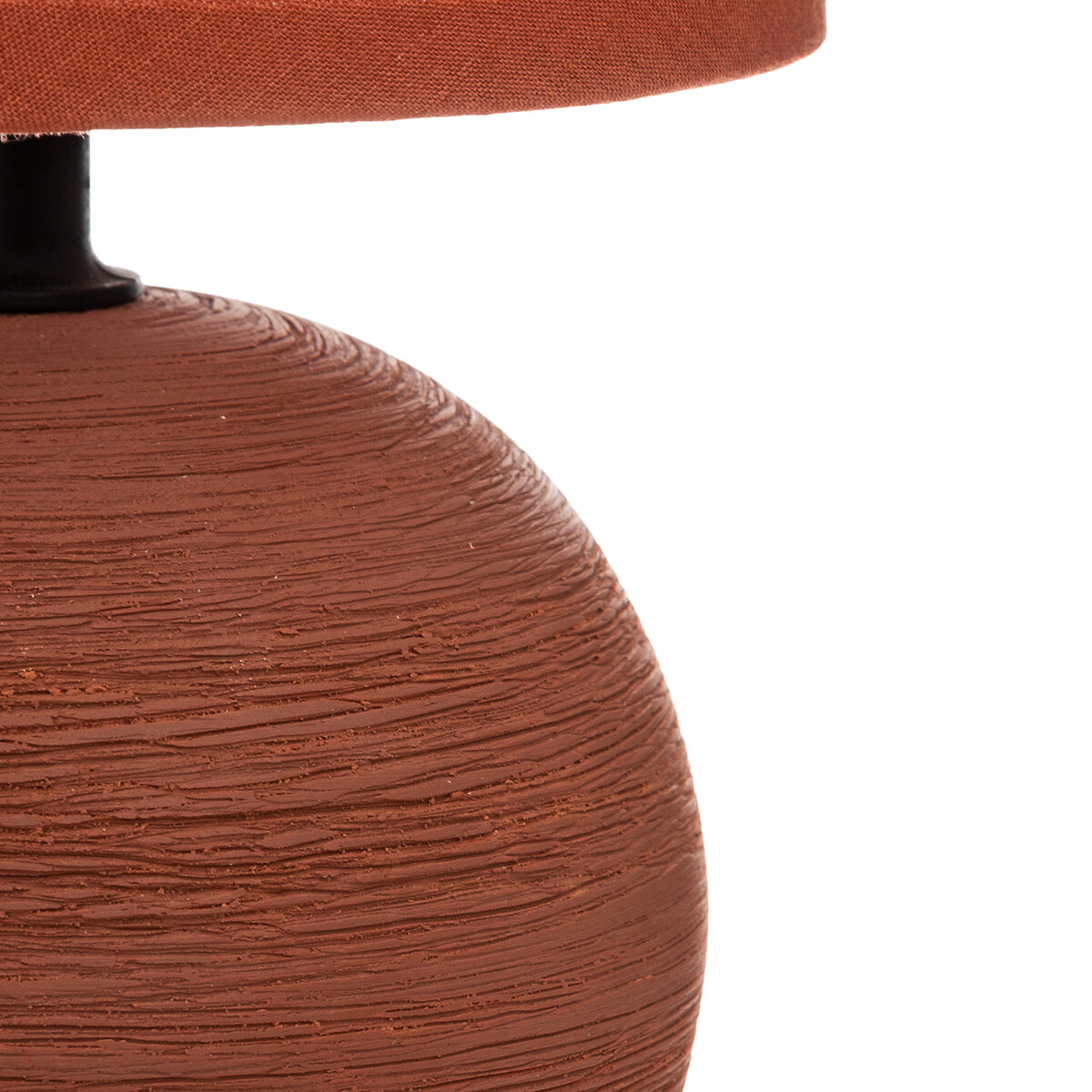 Candeeiro de mesa TIMEO terracota em cer&acirc;mica com nervuras