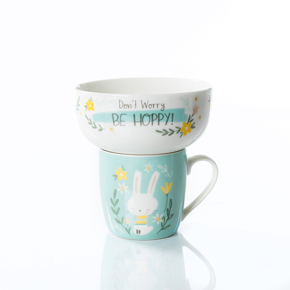 Conjunto de caneca e tigela BE HAPPY