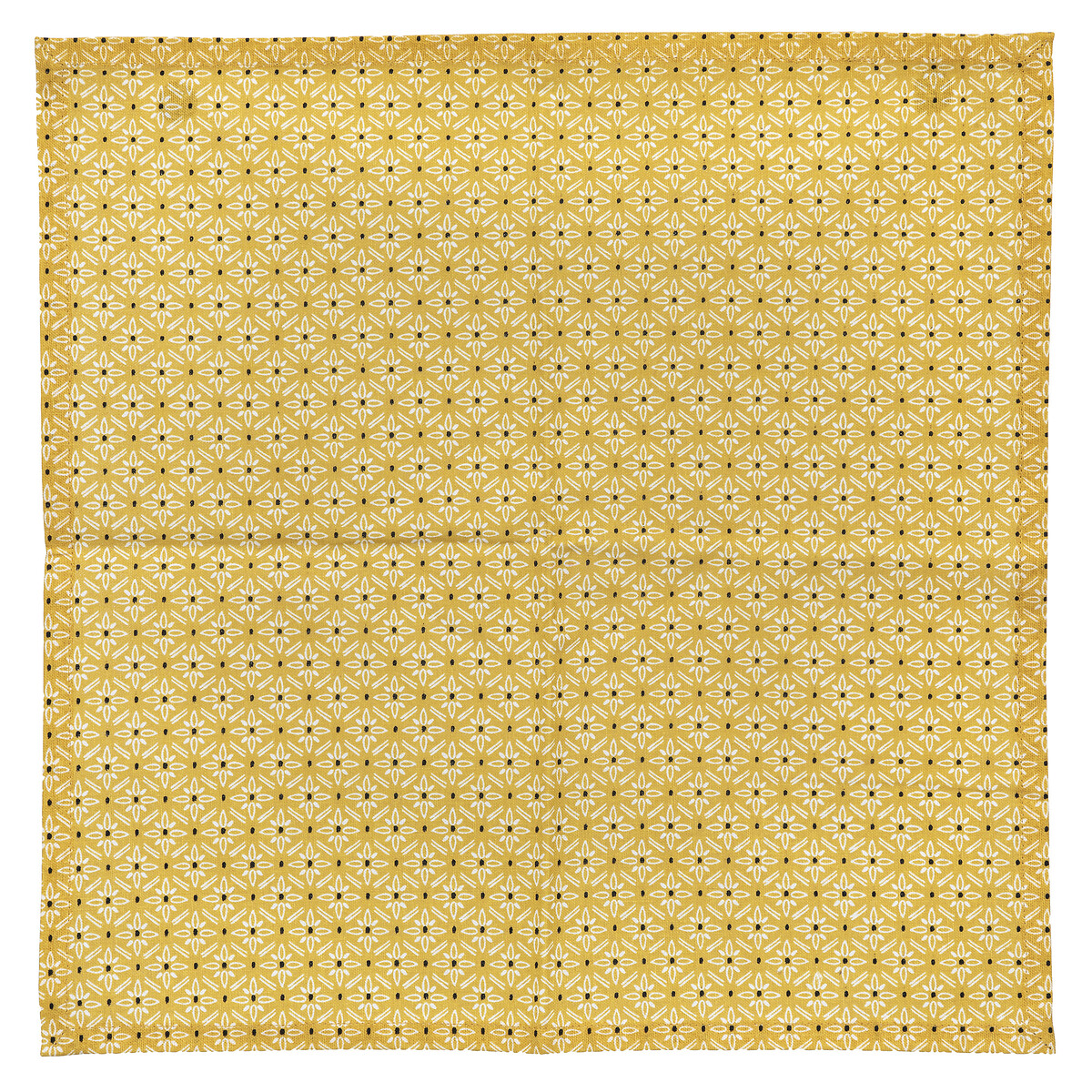 Conjunto 4 guardanapos amarelo algod&atilde;o