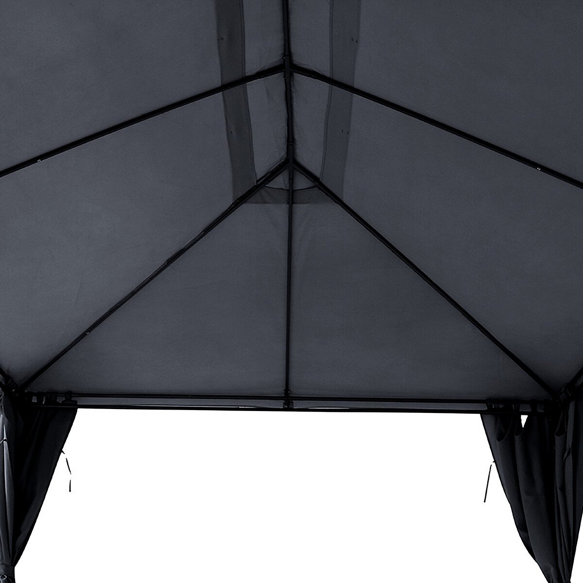 P&eacute;rgola SANTORINI cinza ard&oacute;sia com cortinas 3x4m