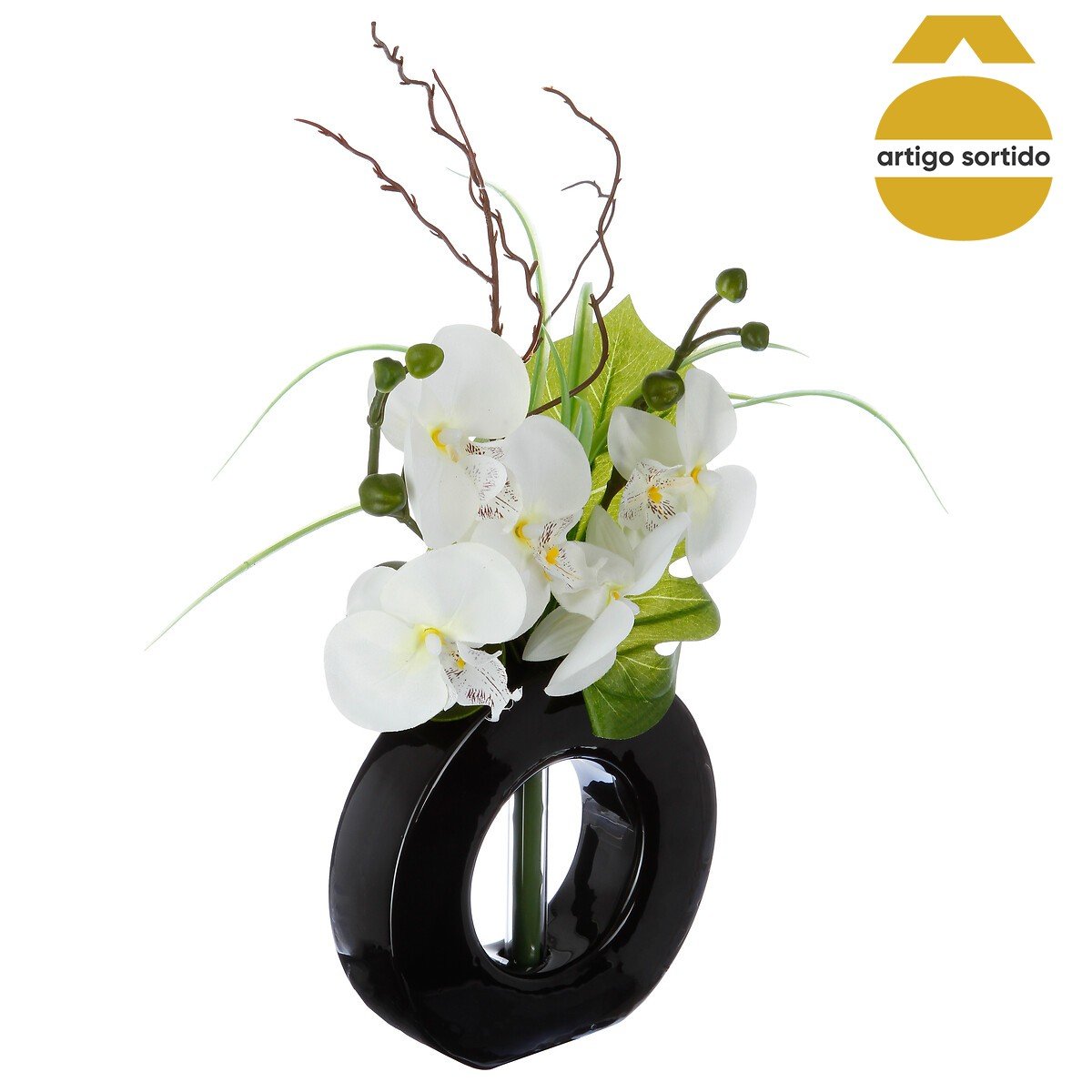 Vaso com orquídea artificial 52cm