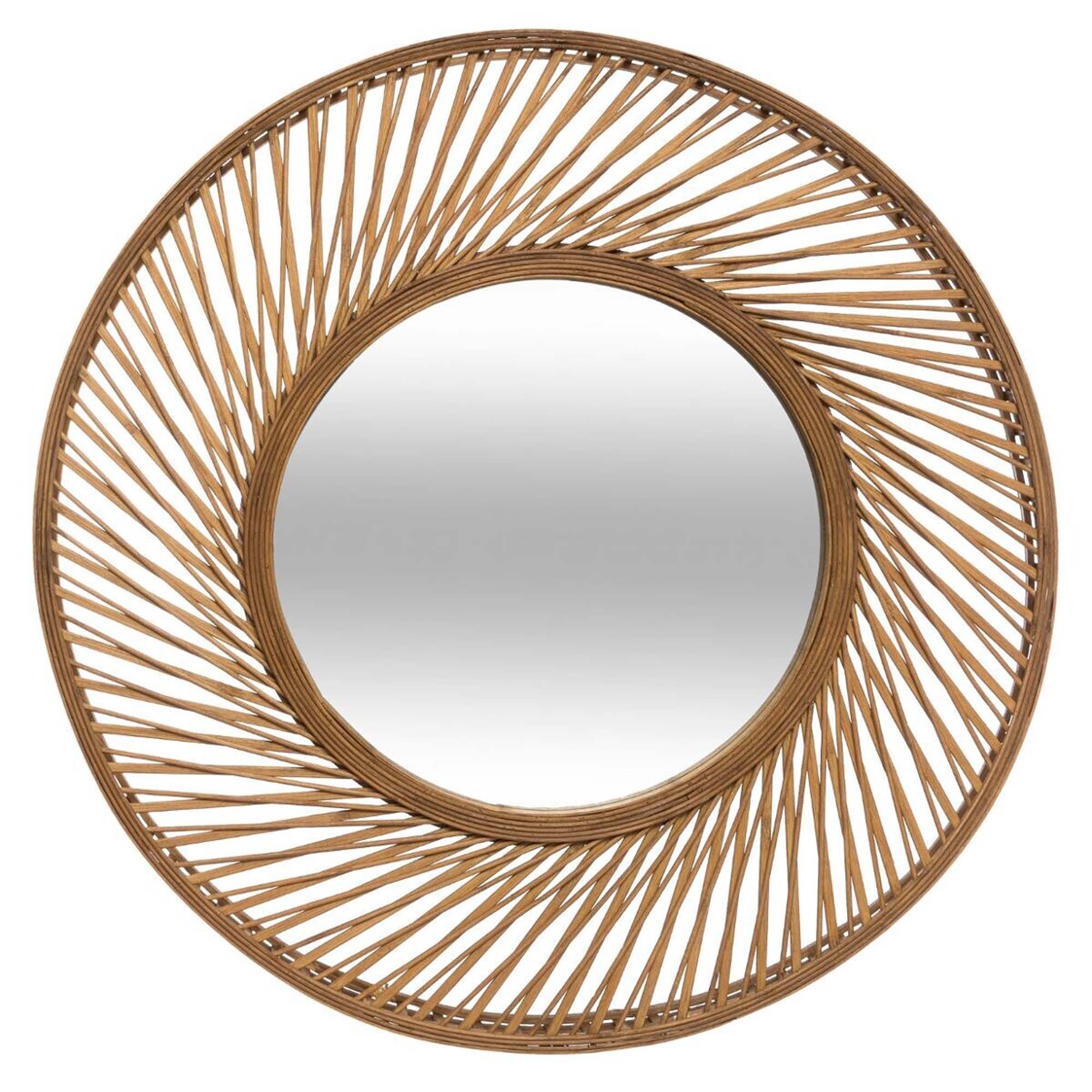Espelho de parede espiral em bambu,  Espelho de parede espiral em bambu