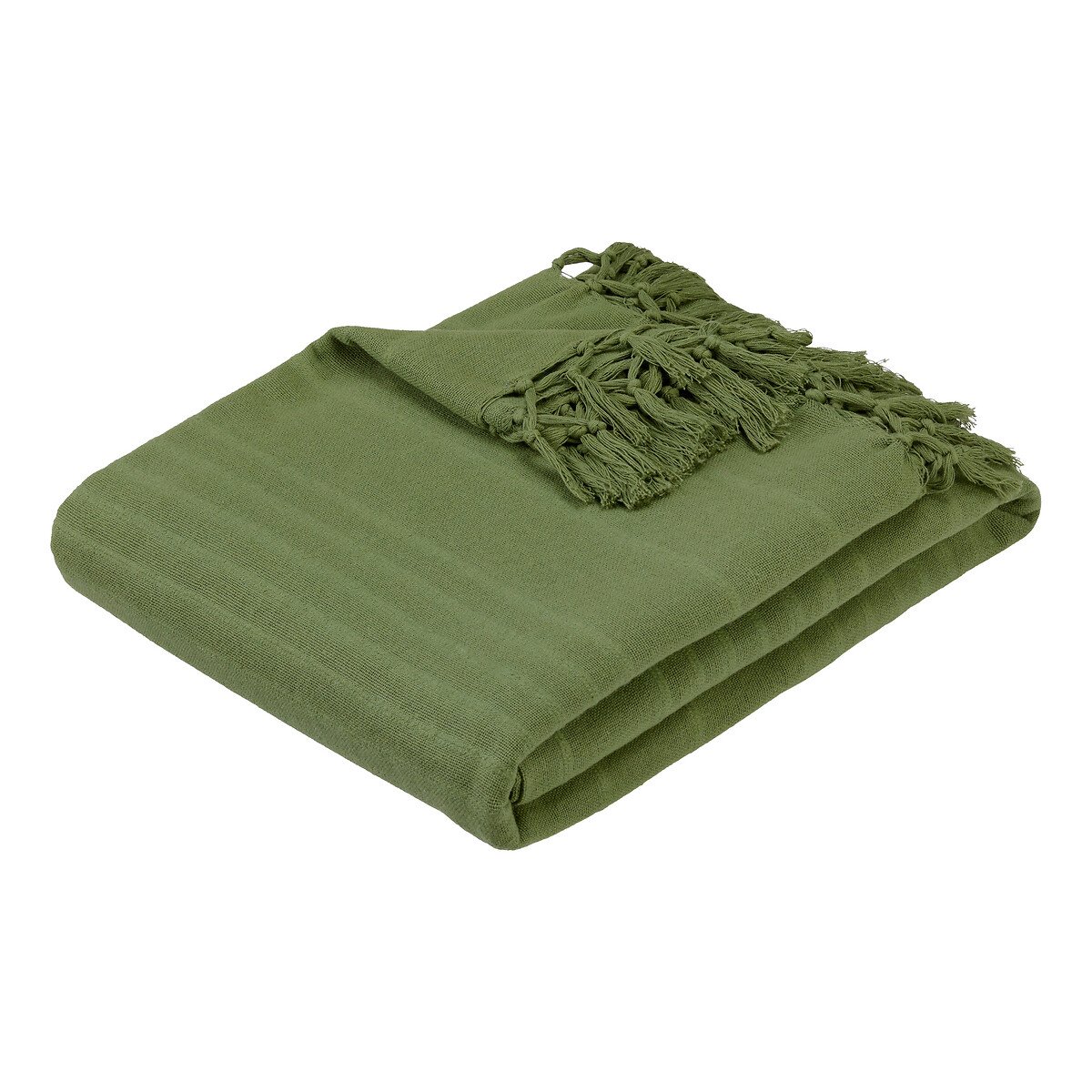 Manta ANJALI verde caqui em algod&atilde;o