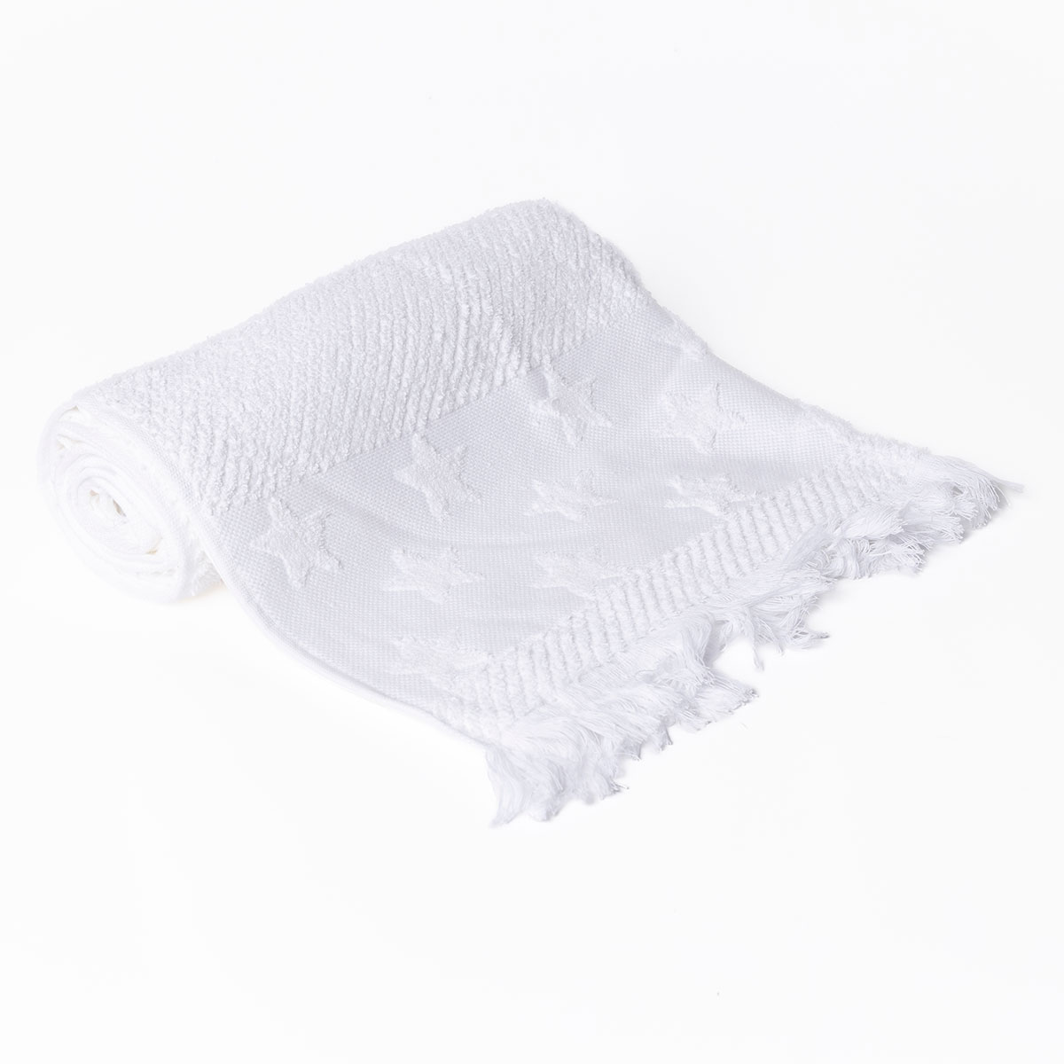 Toalha len&ccedil;ol de banho branca com estrelas 70x140cm