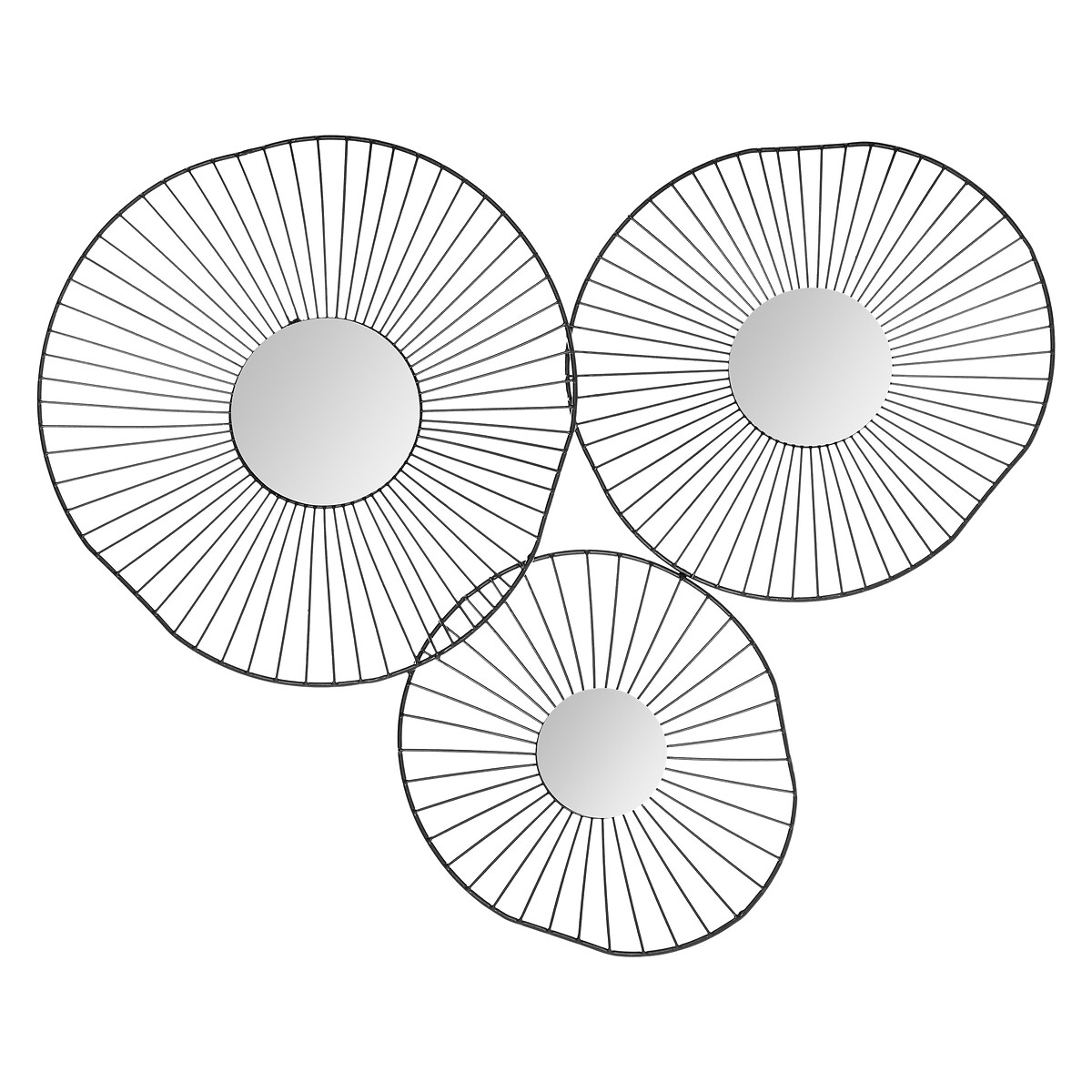 Conjunto de 3 espelhos pretos 50x65cm