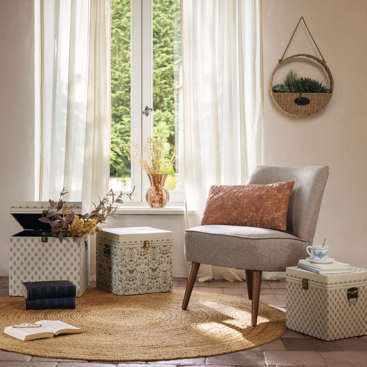 Poltrona GARY bege de tecido