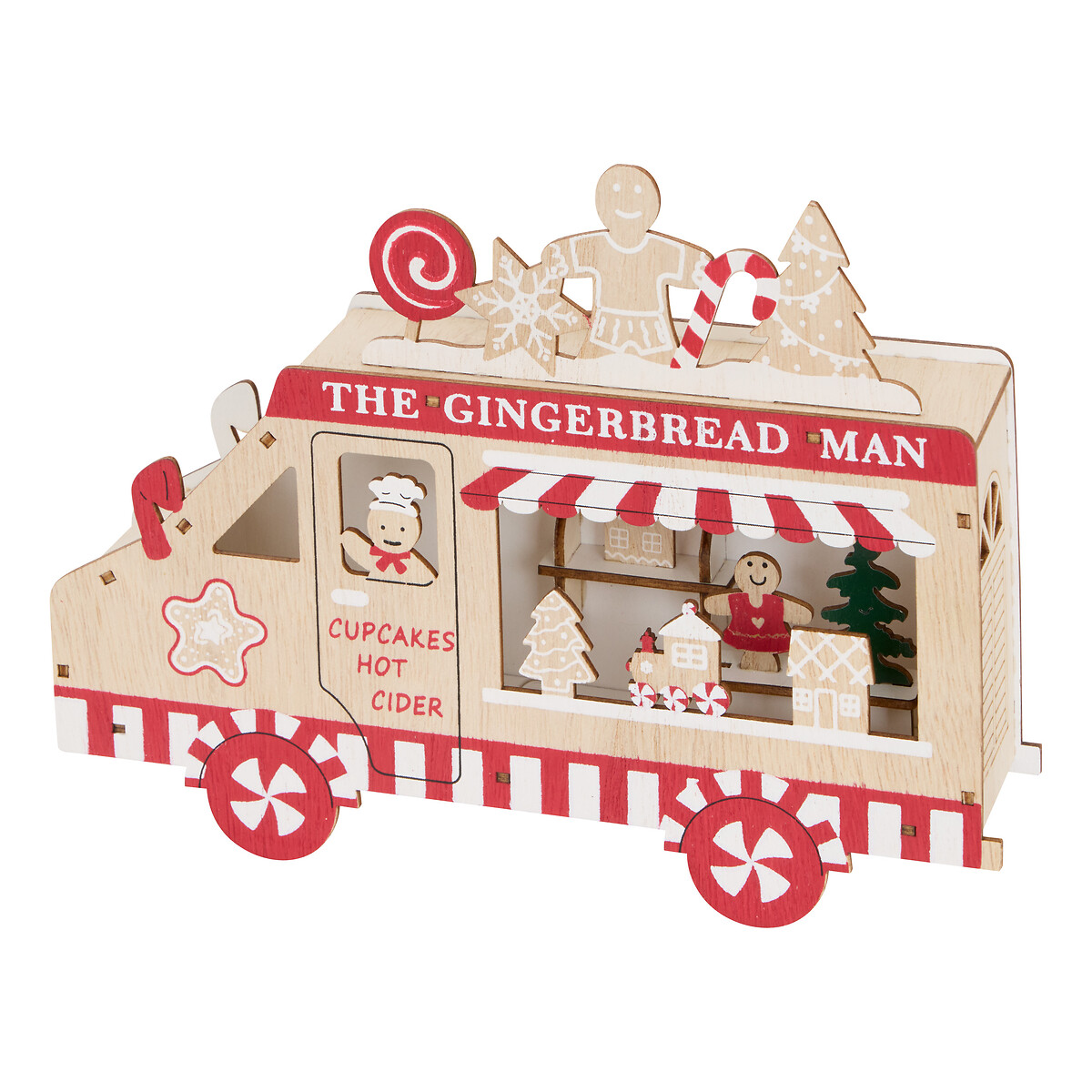 Carrinha decorativa com boneco de gengibre 22x5x16cm
