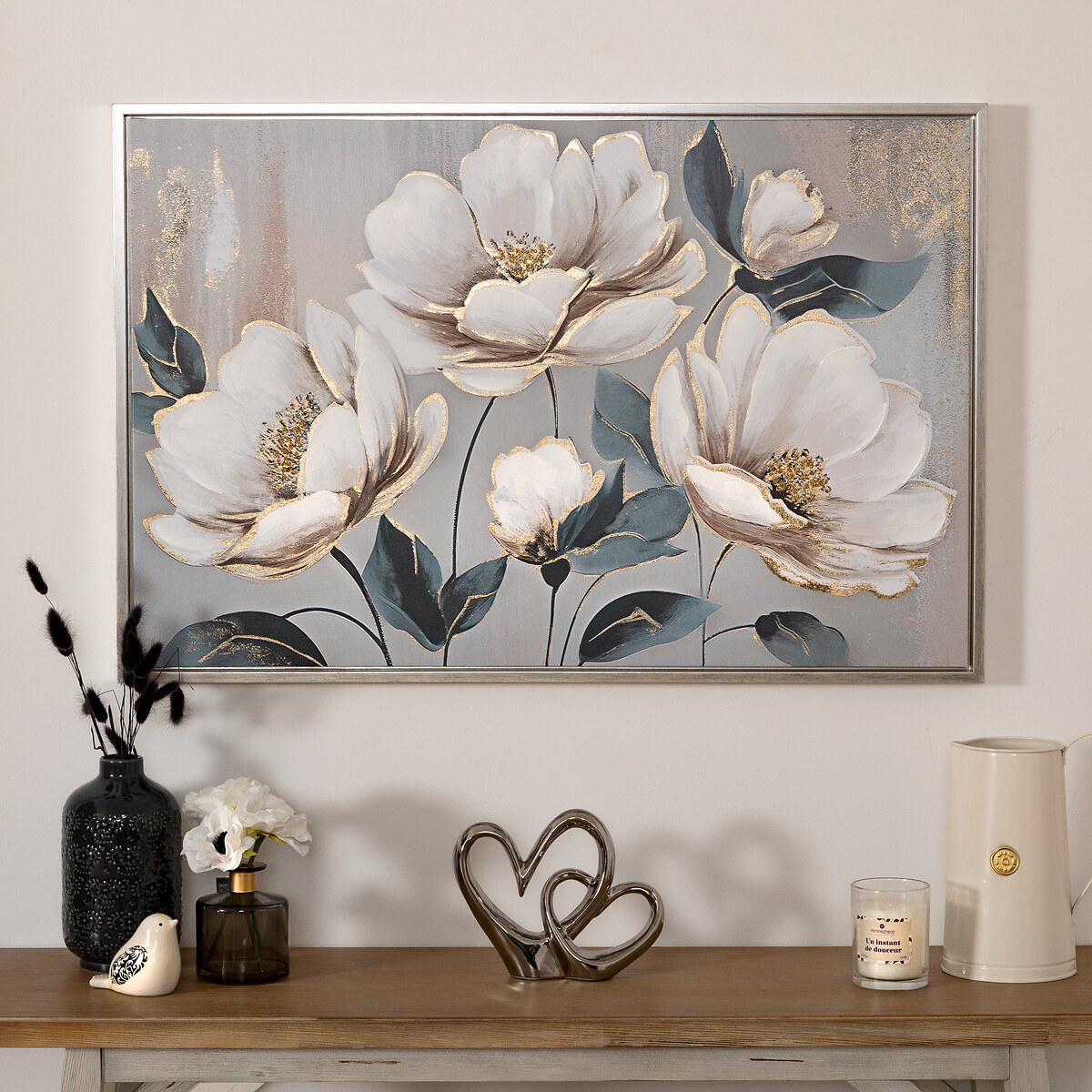 Quadro decorativo com relevo de flores  MARGARET 60x90cm