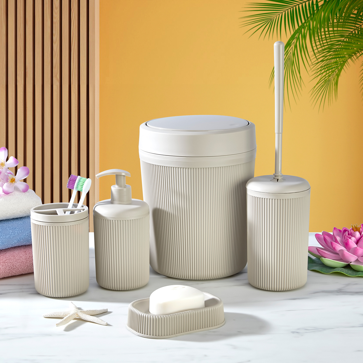 Conjunto de 5 peças wc ALESTA bege,  Conjunto de 5 peças wc ALESTA bege