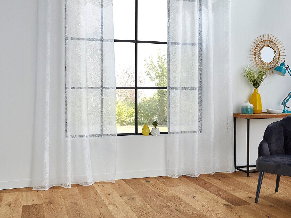Cortina folhas branca 140x240cm