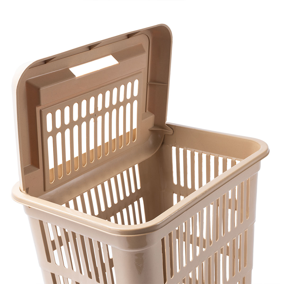 Cesto de roupa wc LAND castanho claro com tampa