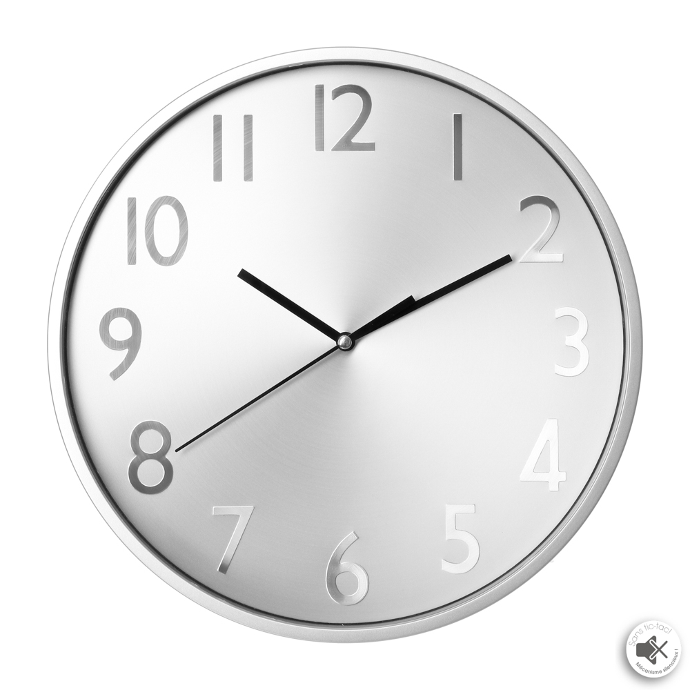 Rel&oacute;gio de parede em pl&aacute;stico efeito metalizado