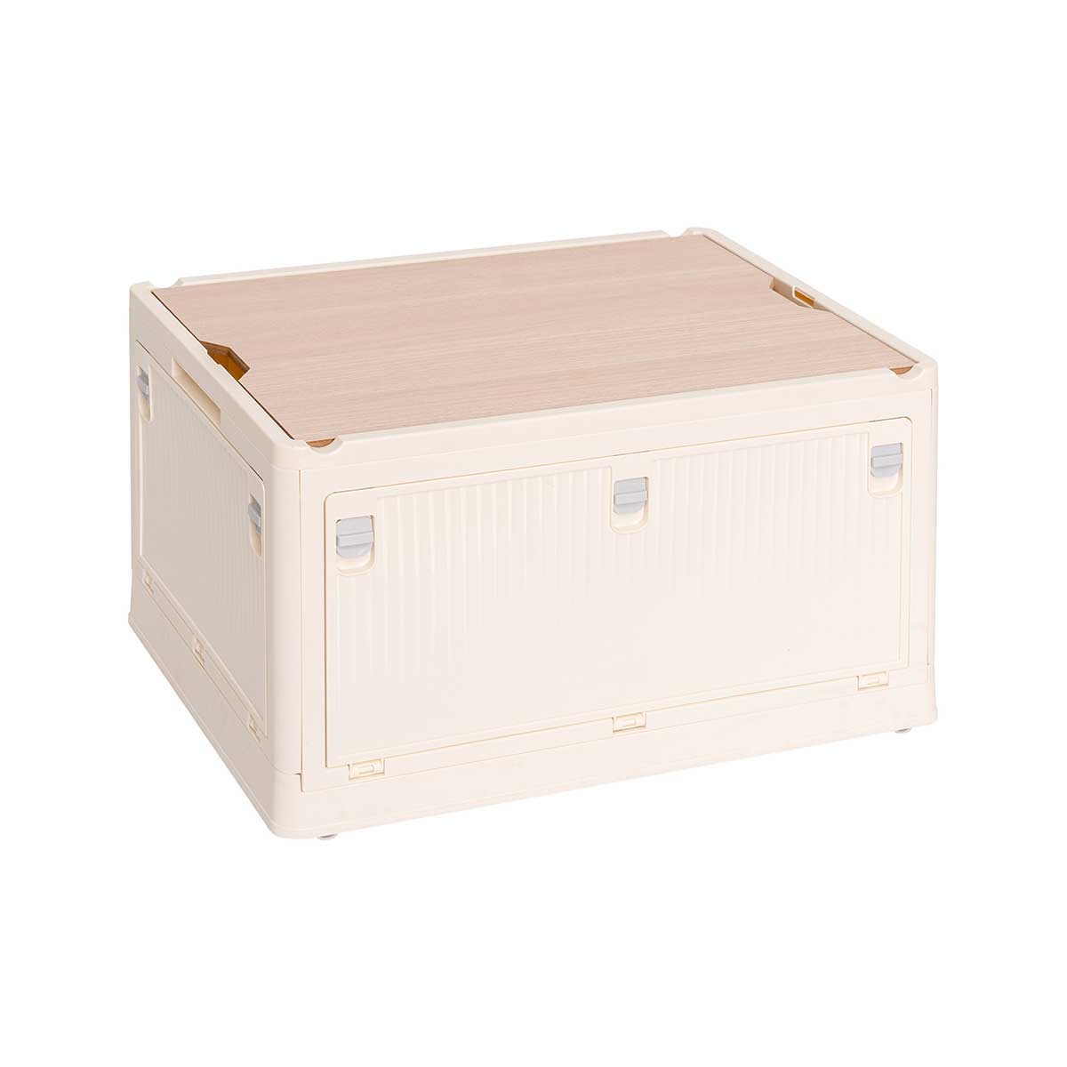 Caixa de arrumação dobrável creme com tampa mdf 31x54,5cm,  Caixa de arrumação dobrável creme com tampa mdf 31x54,5cm